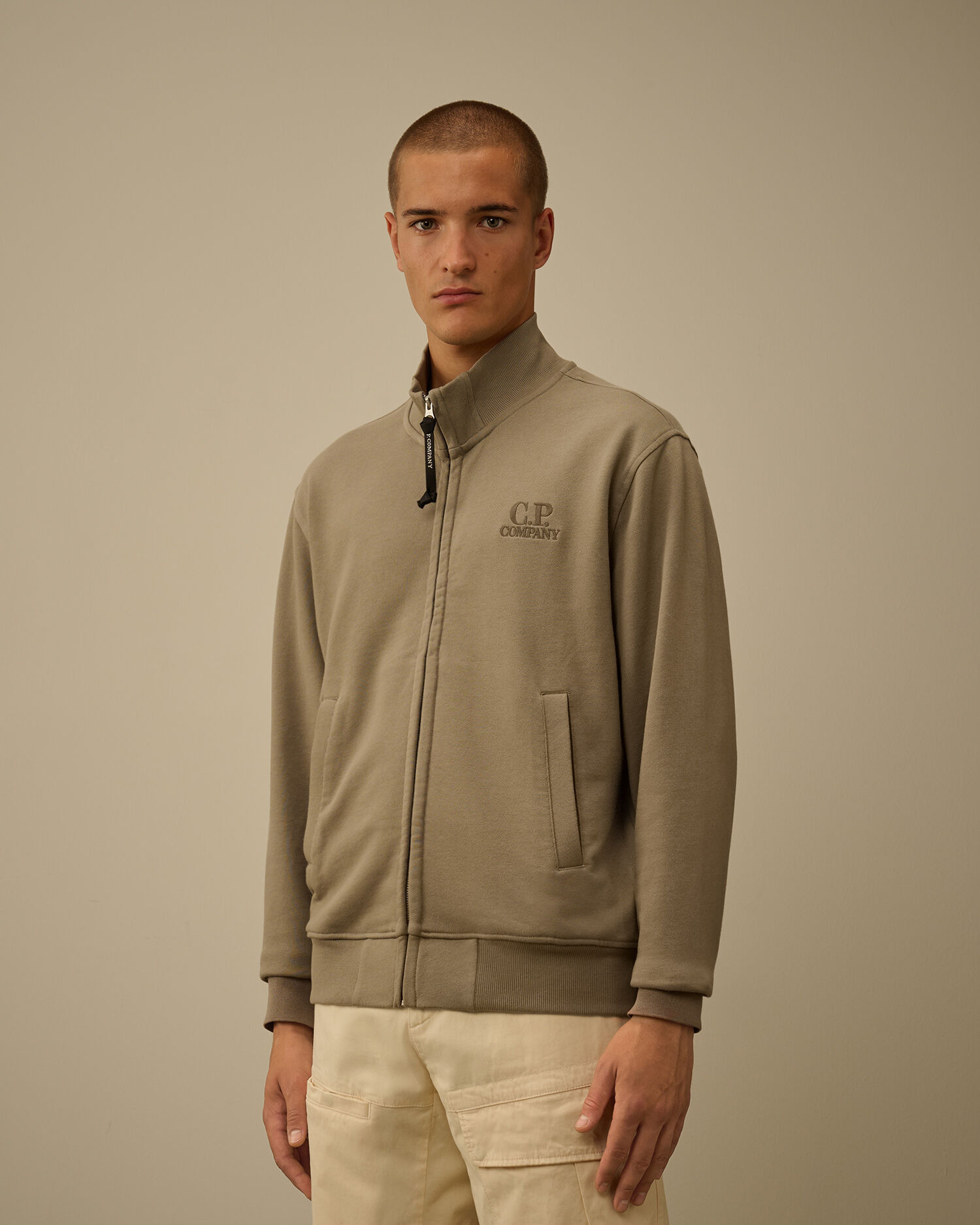 Diagonal Raised Fleece Full Zip Sweatshirt - 3
