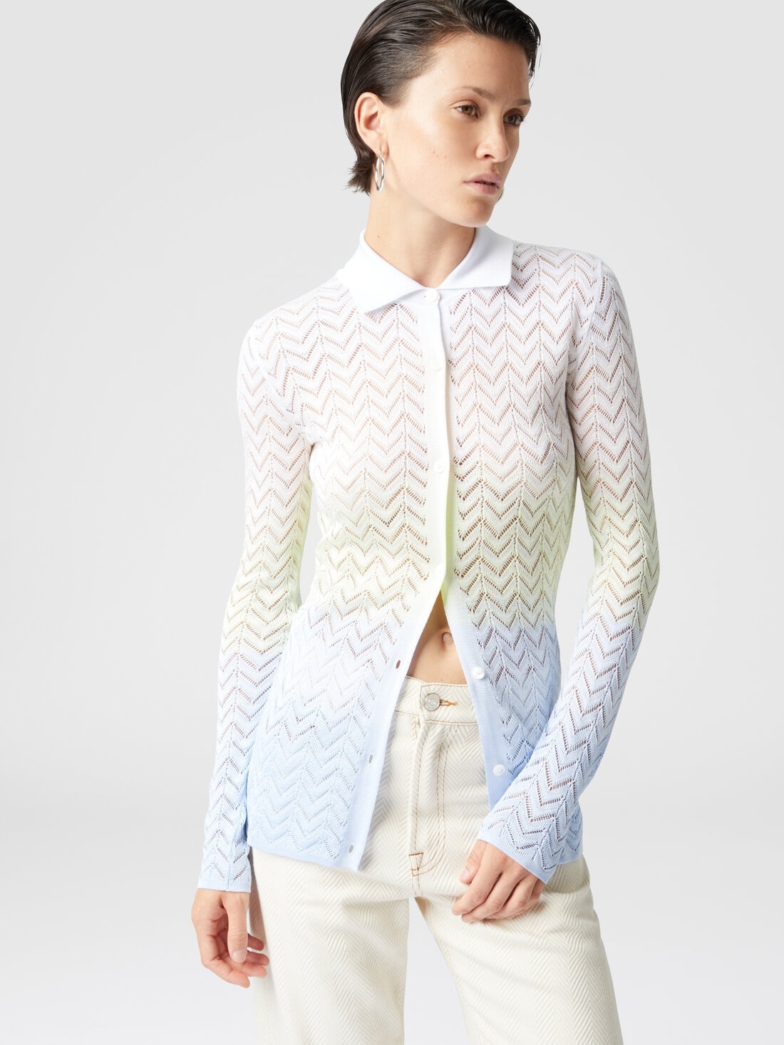 Gradient chevron viscose knit shirt - 4