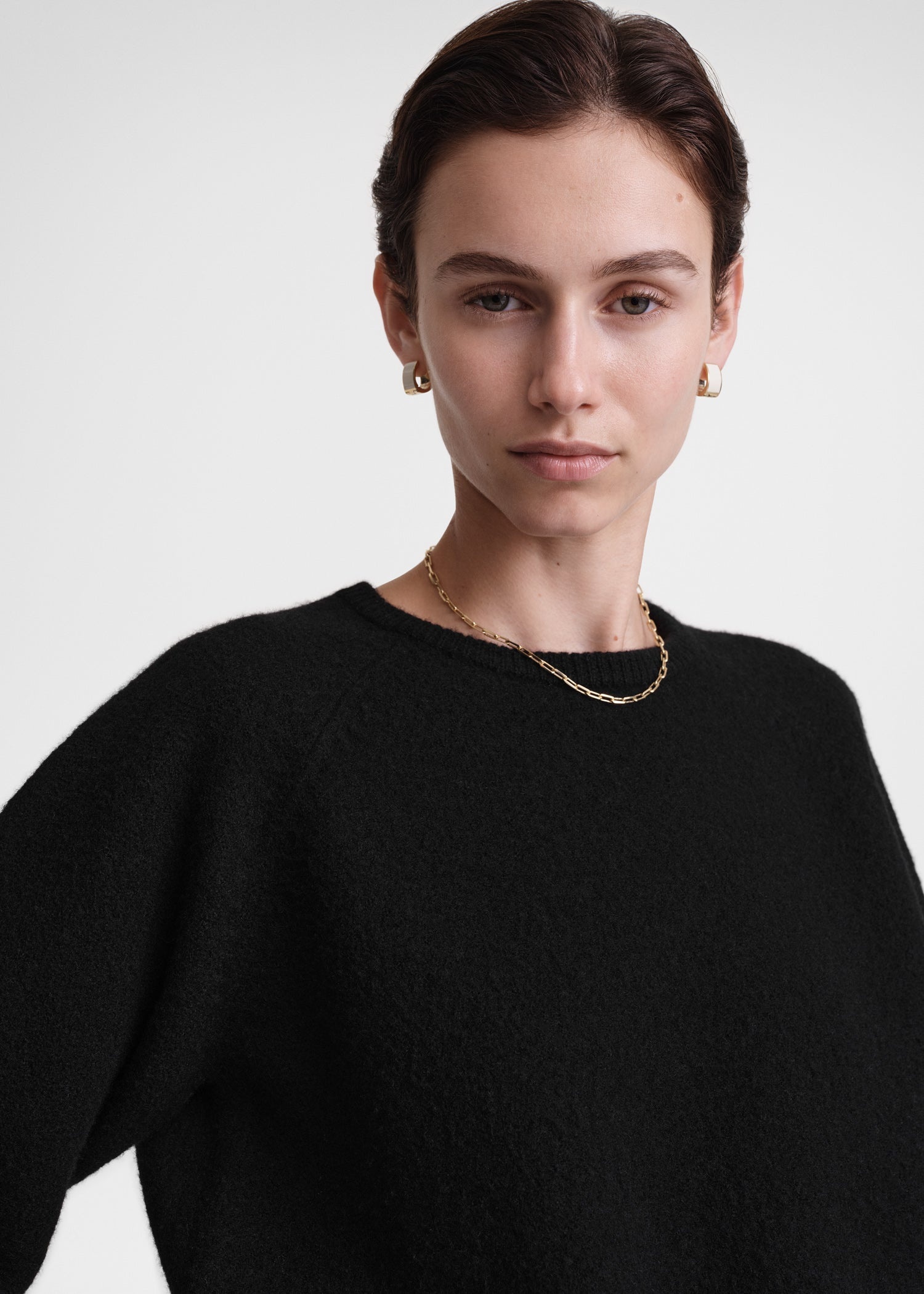 Crew-neck wool knit black - 5