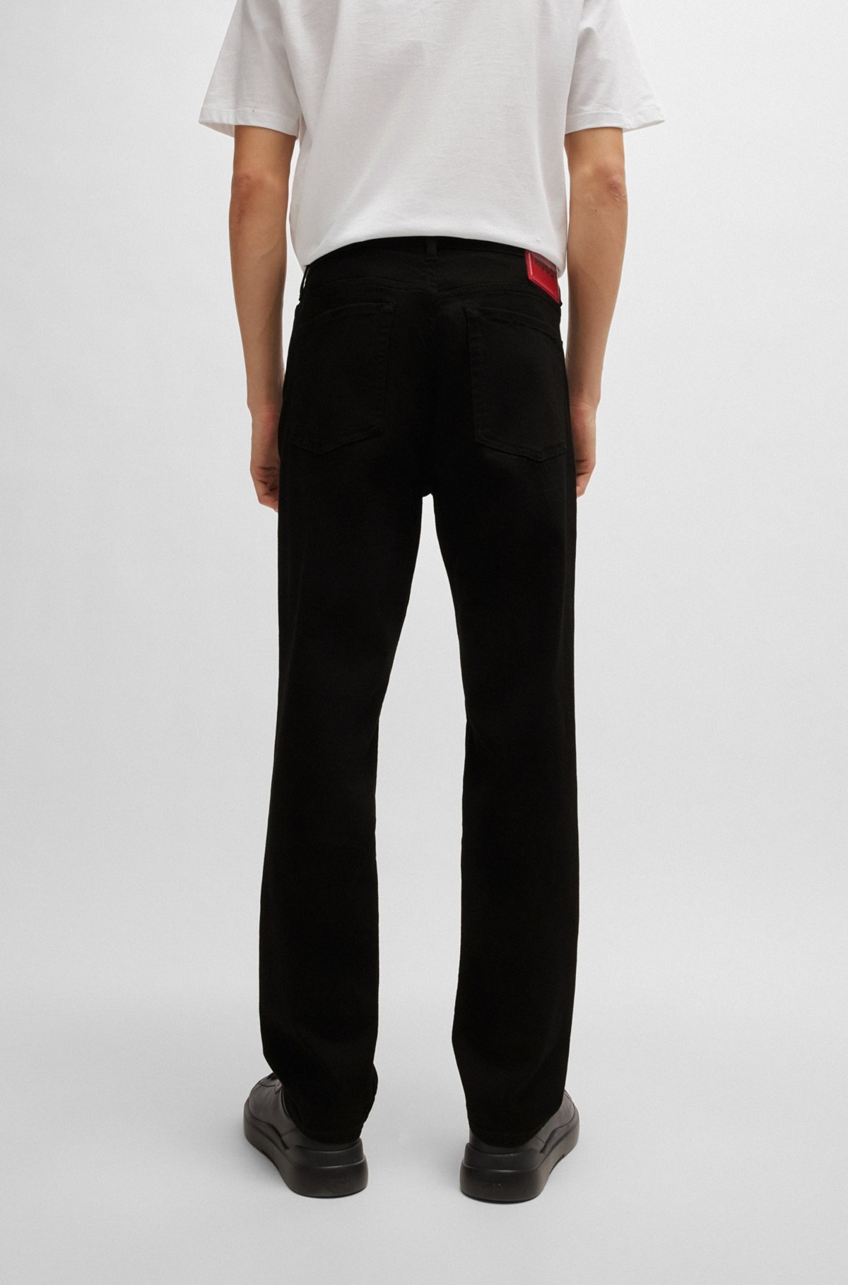 TAPERED-FIT JEANS IN BLACK-BLACK STRETCH DENIM - 4