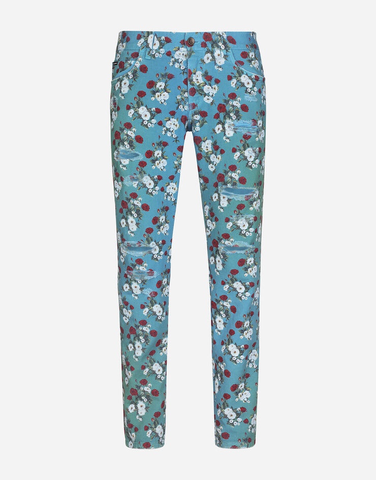 Regular-fit jeans with all-over floral print - 3