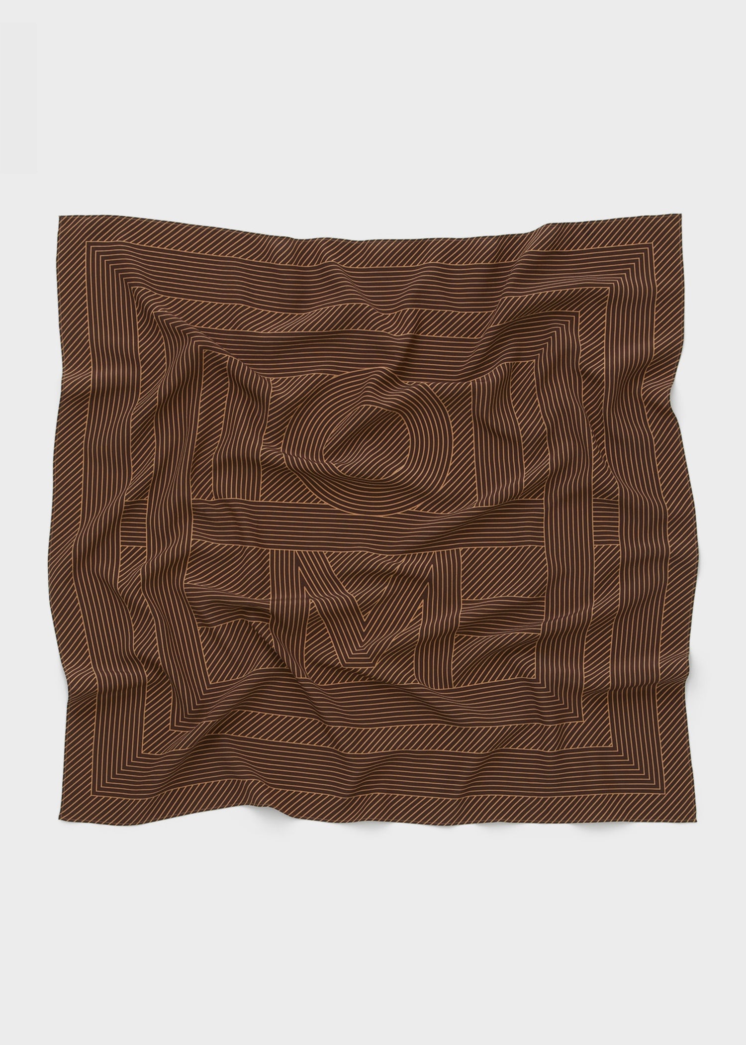 Striped monogram silk scarf dark brown - 4