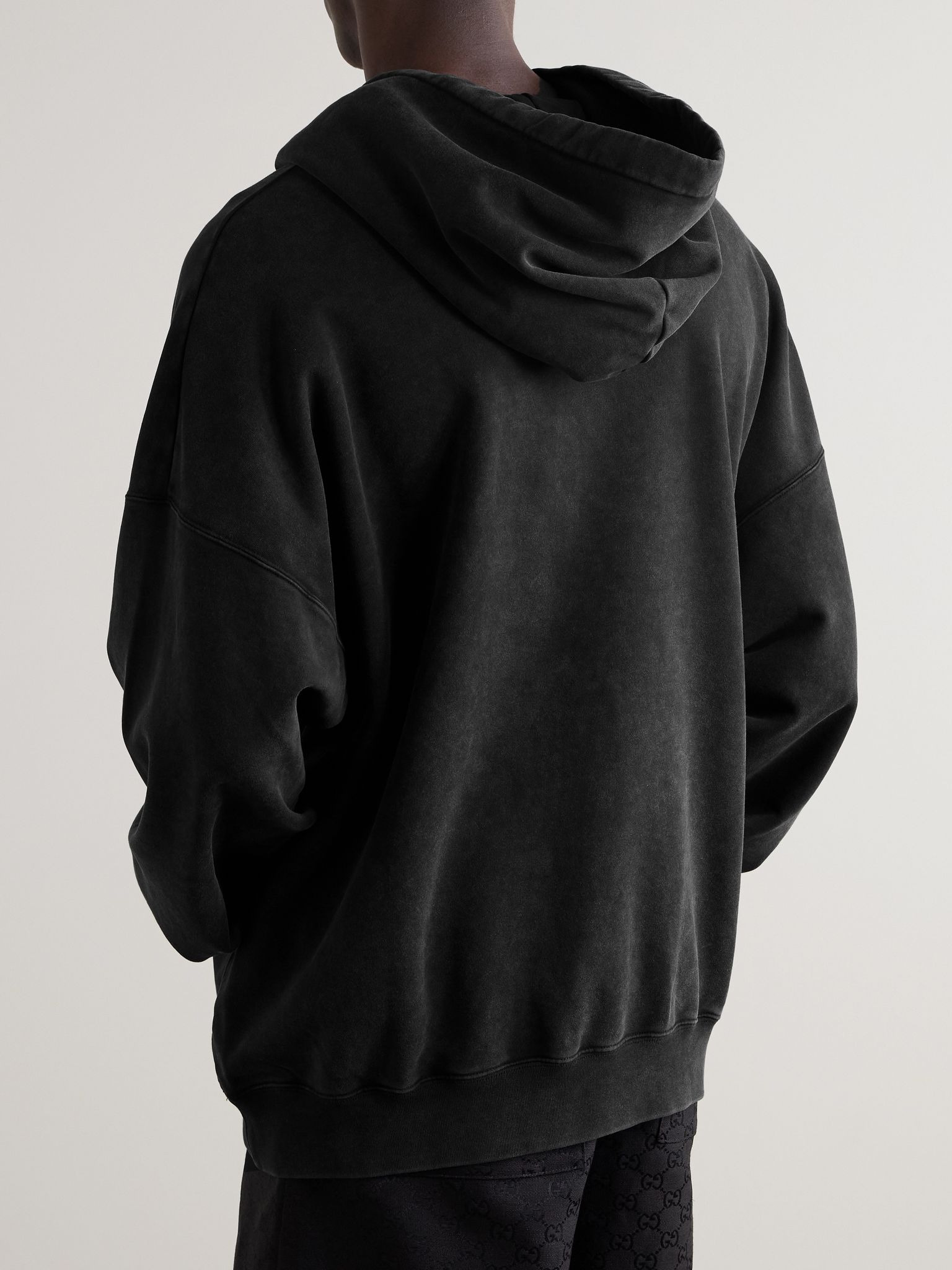 Logo-Print Cotton-Jersey Hoodie Black - 3