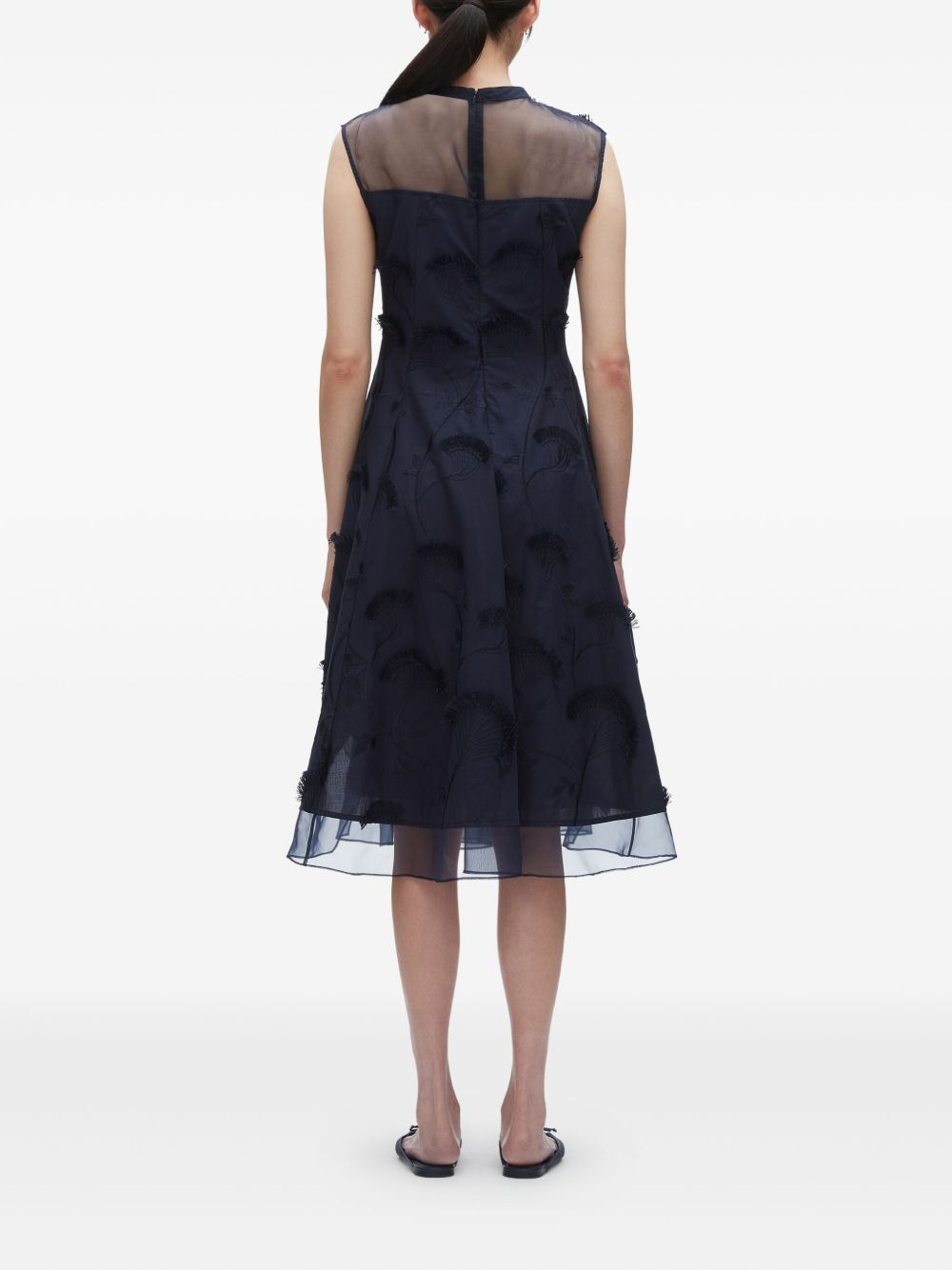 floral-embroidered sleeveless midi dress - 4
