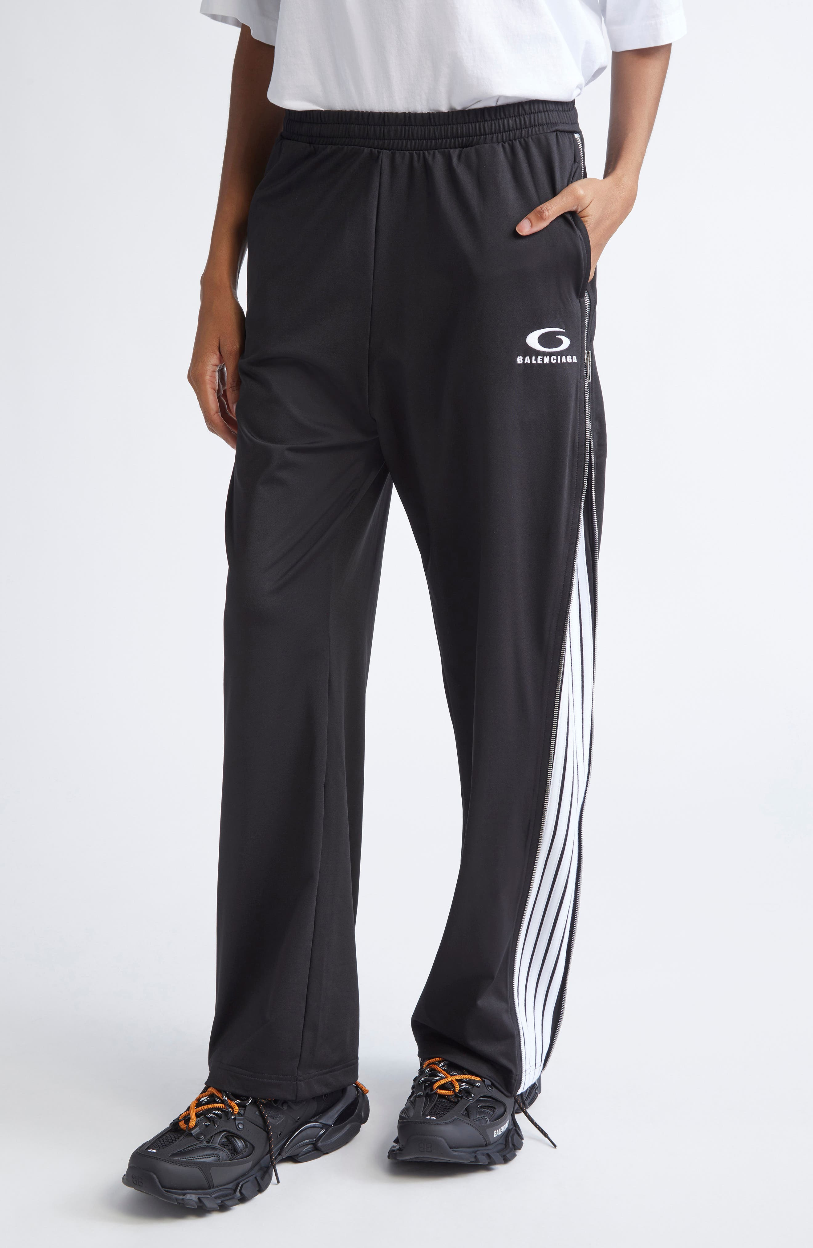 Balenciaga Loop Sports Icon Side Zip Sweatpants in 1070 Black/White at Nordstrom - 4