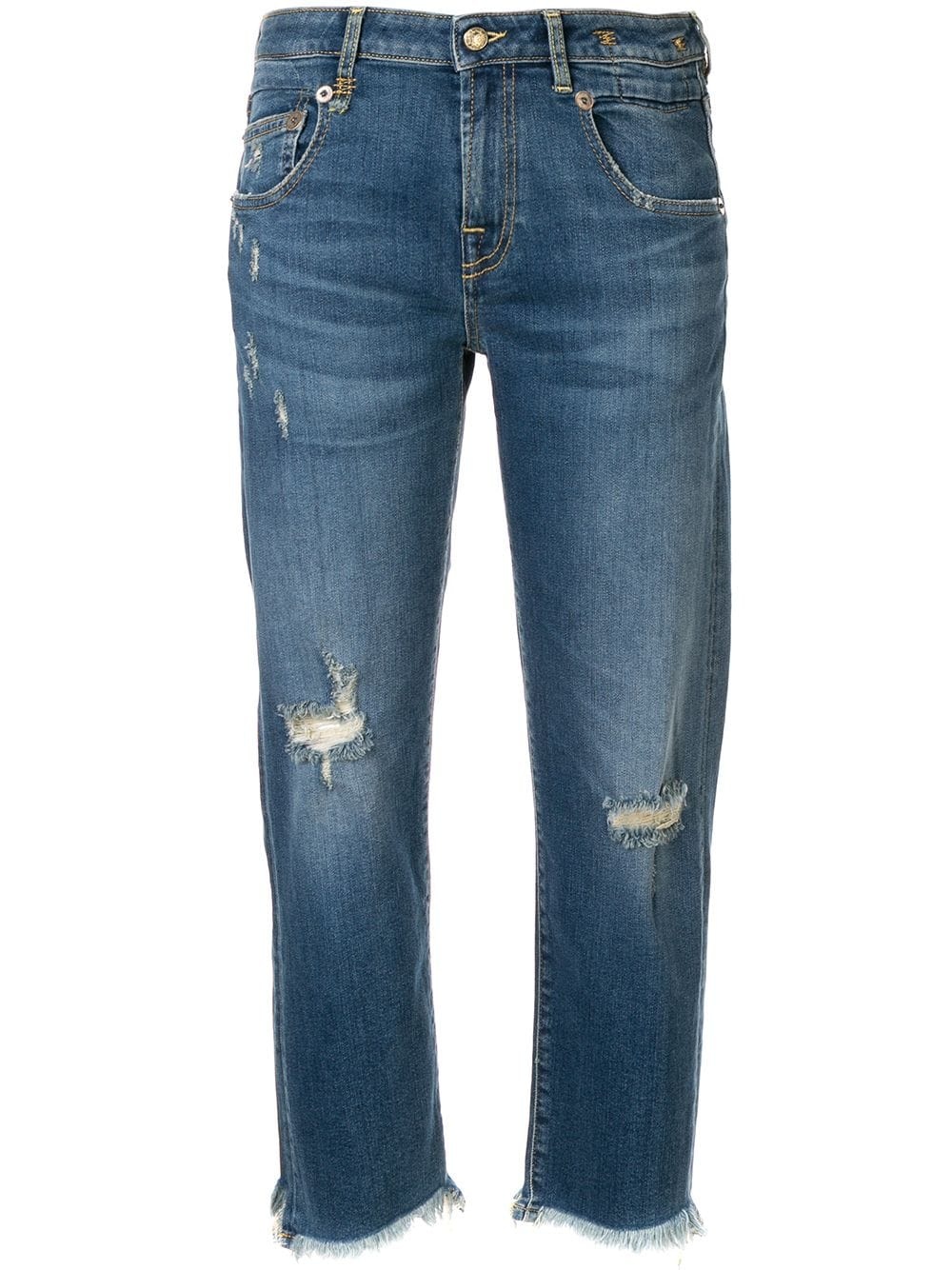 straight cut distressed jeans - 1