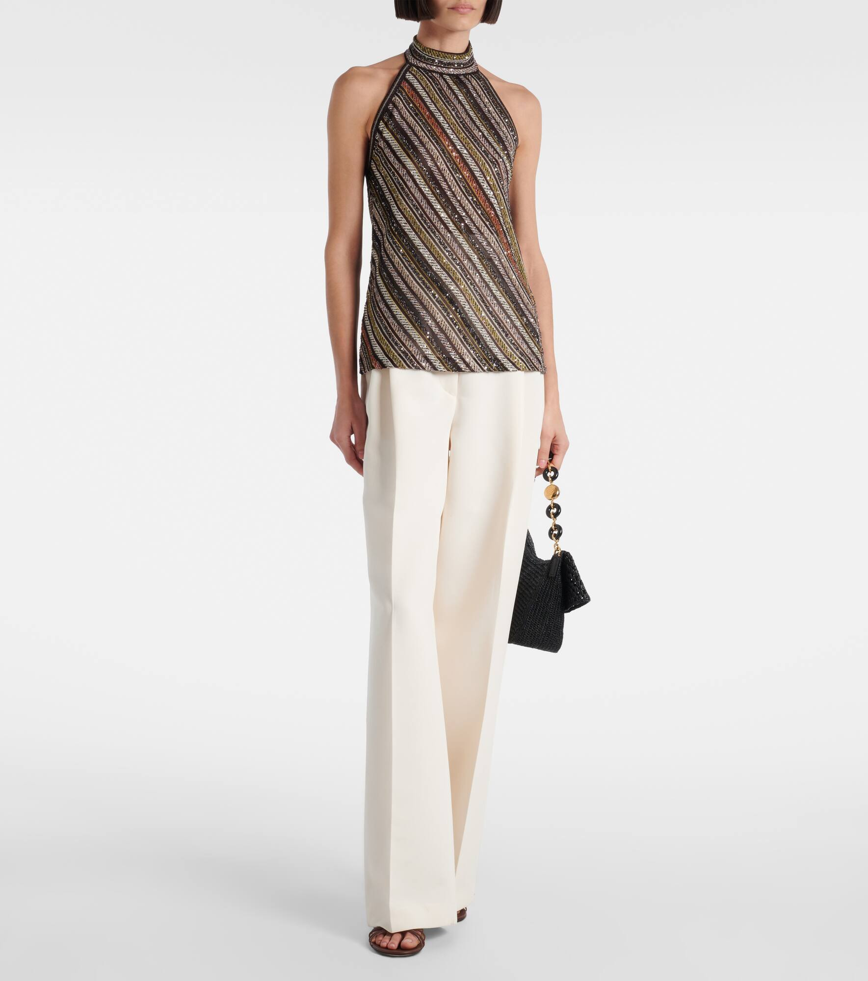 Striped sequined halterneck top - 2