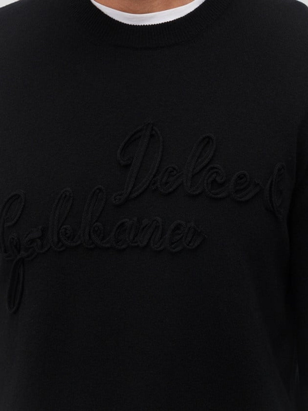 Maglione In Lana Nera Con Logo - 4