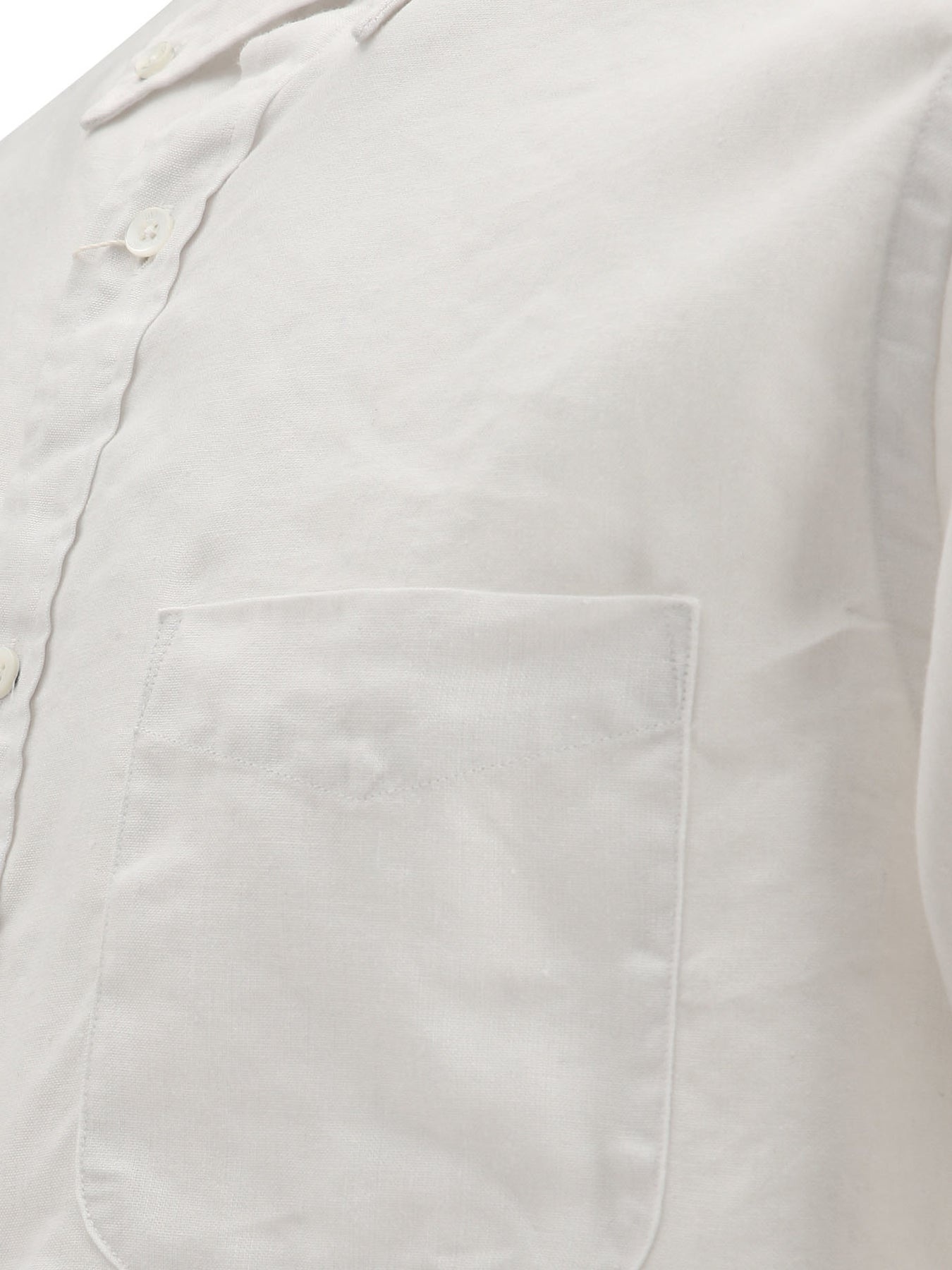 Linen Shirt With Chest Pocket Shirts White - 4