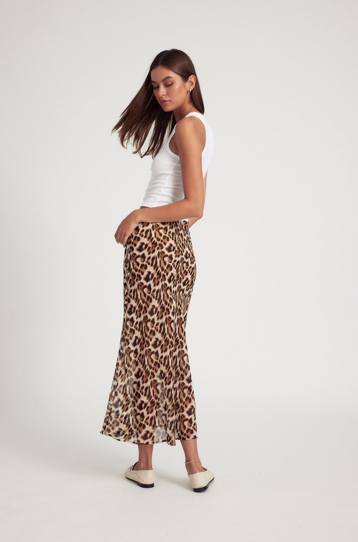 LEOPARD SILK BIAS MAXI SKIRT - 3