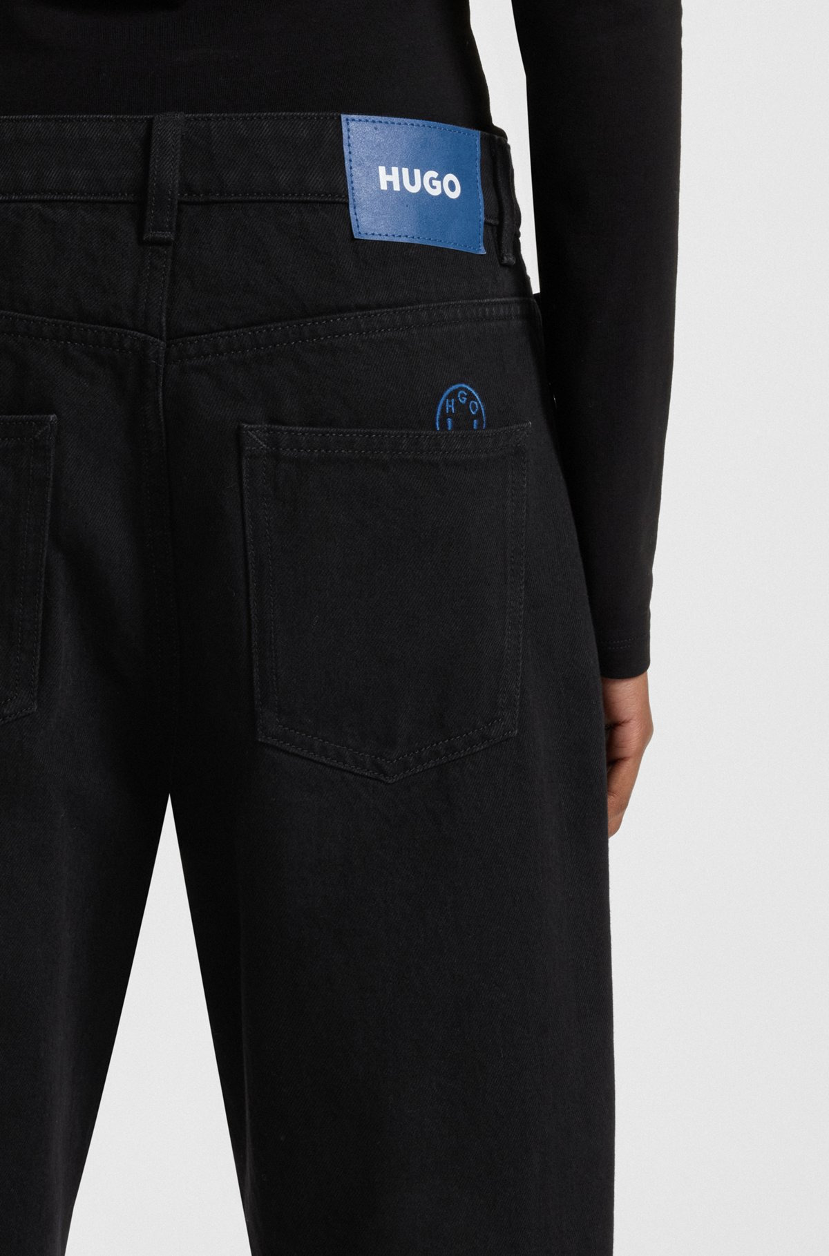 SLIM-FIT JEANS IN BLACK STRETCH DENIM - 5