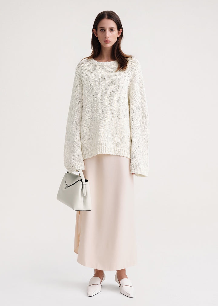 Textured cotton knit bright cream - 2