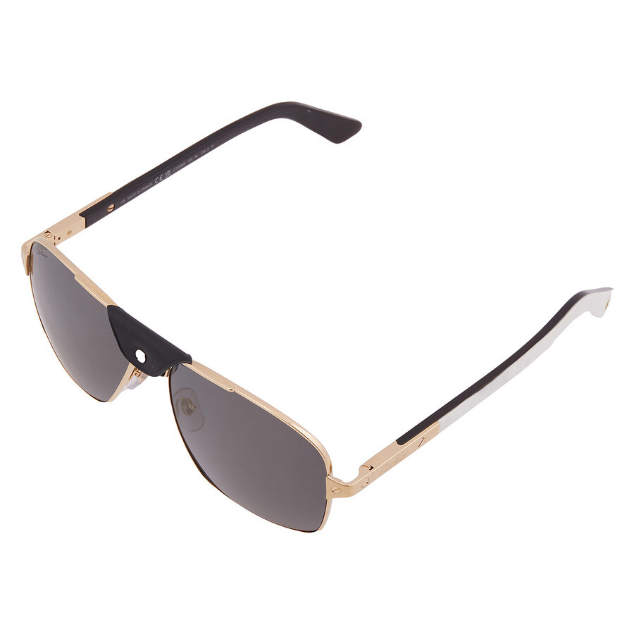 Cartier Santos de Cartier Polarized Grey Gold Mirror Flash Navigator Men's Sunglasses CT0389S 003 61 - 3
