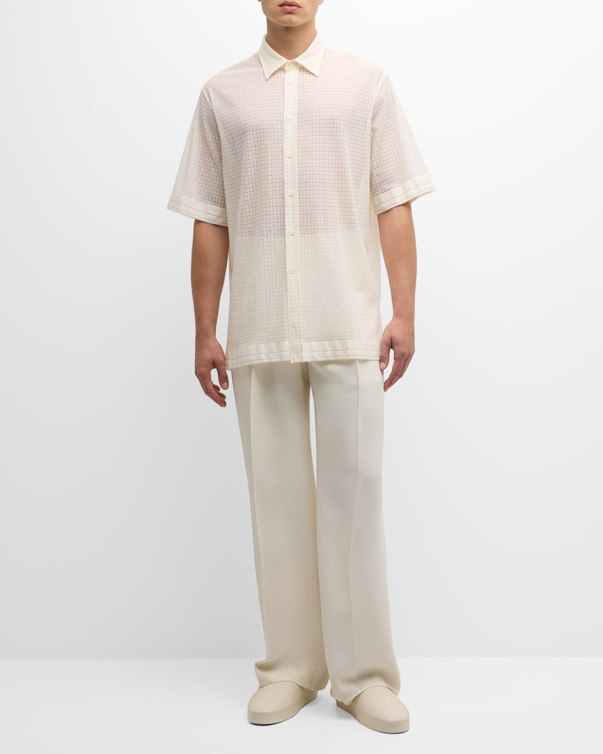 Men's Monogram Lace Button-Down Shirt - 3
