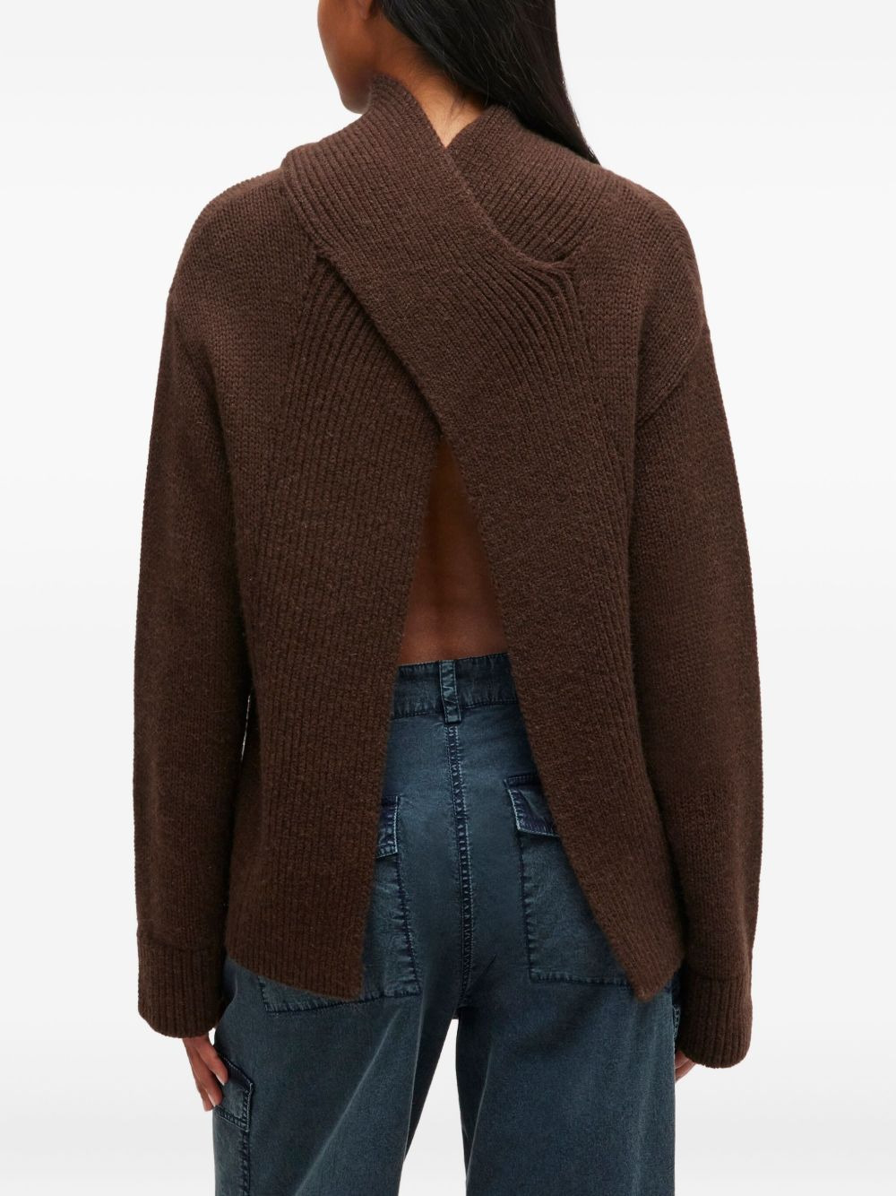 high-neck open-back pullover - 4