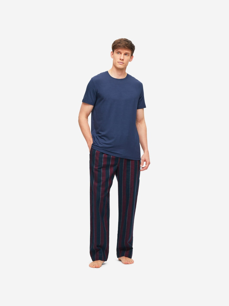 Derek Rose Men's Lounge Trousers Kelburn 24 Brushed Cotton Navy outlook