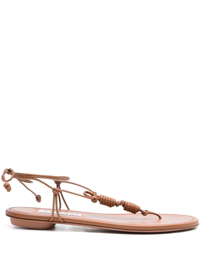 Oaxaca knotted leather flat sandals 1