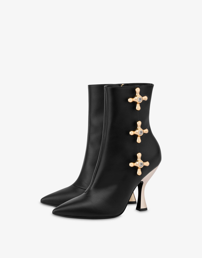FAUCET DETAILS CALFSKIN ANKLE BOOTS - 1