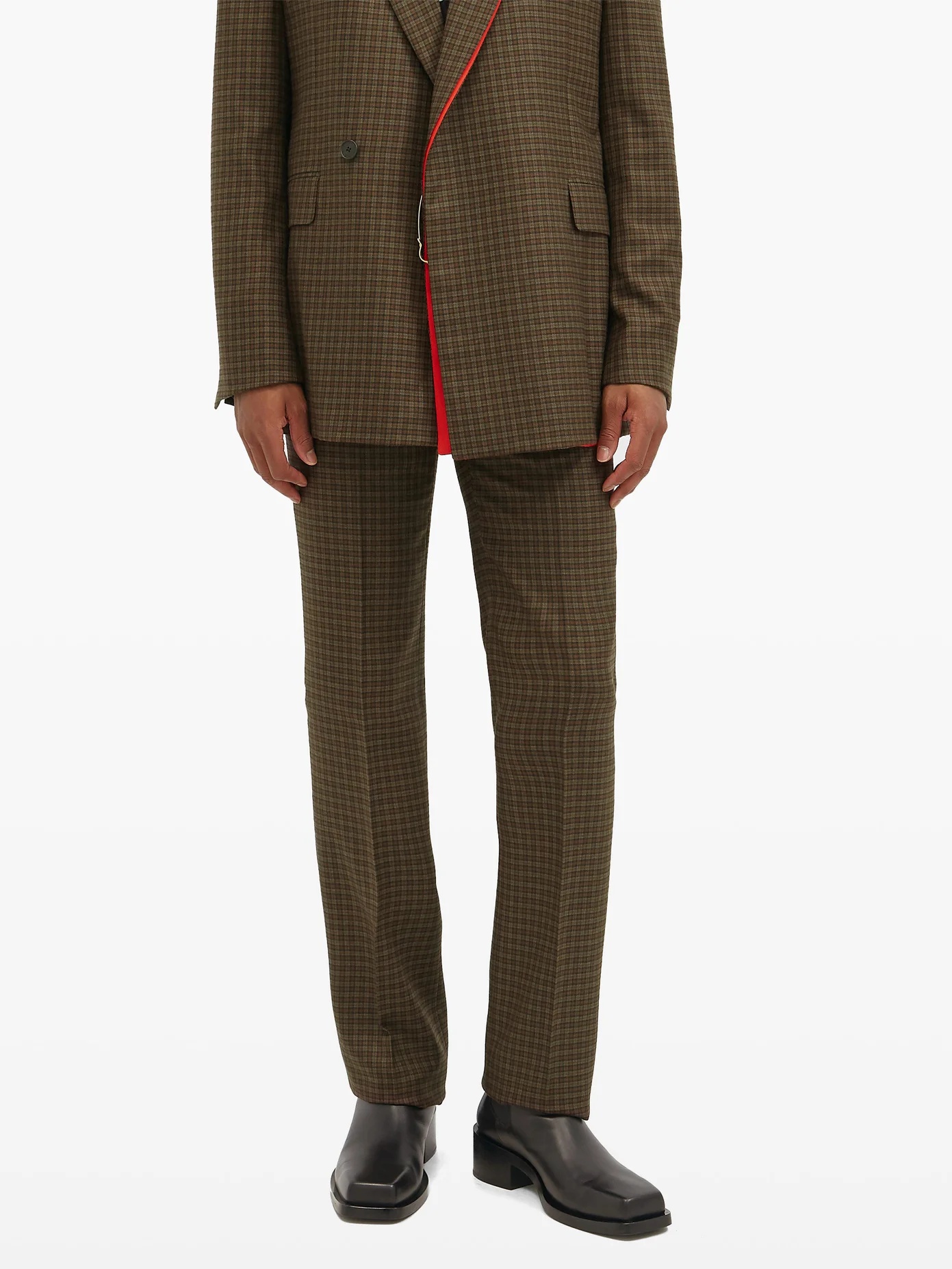 Gun-club check wool-twill suit trousers - 6