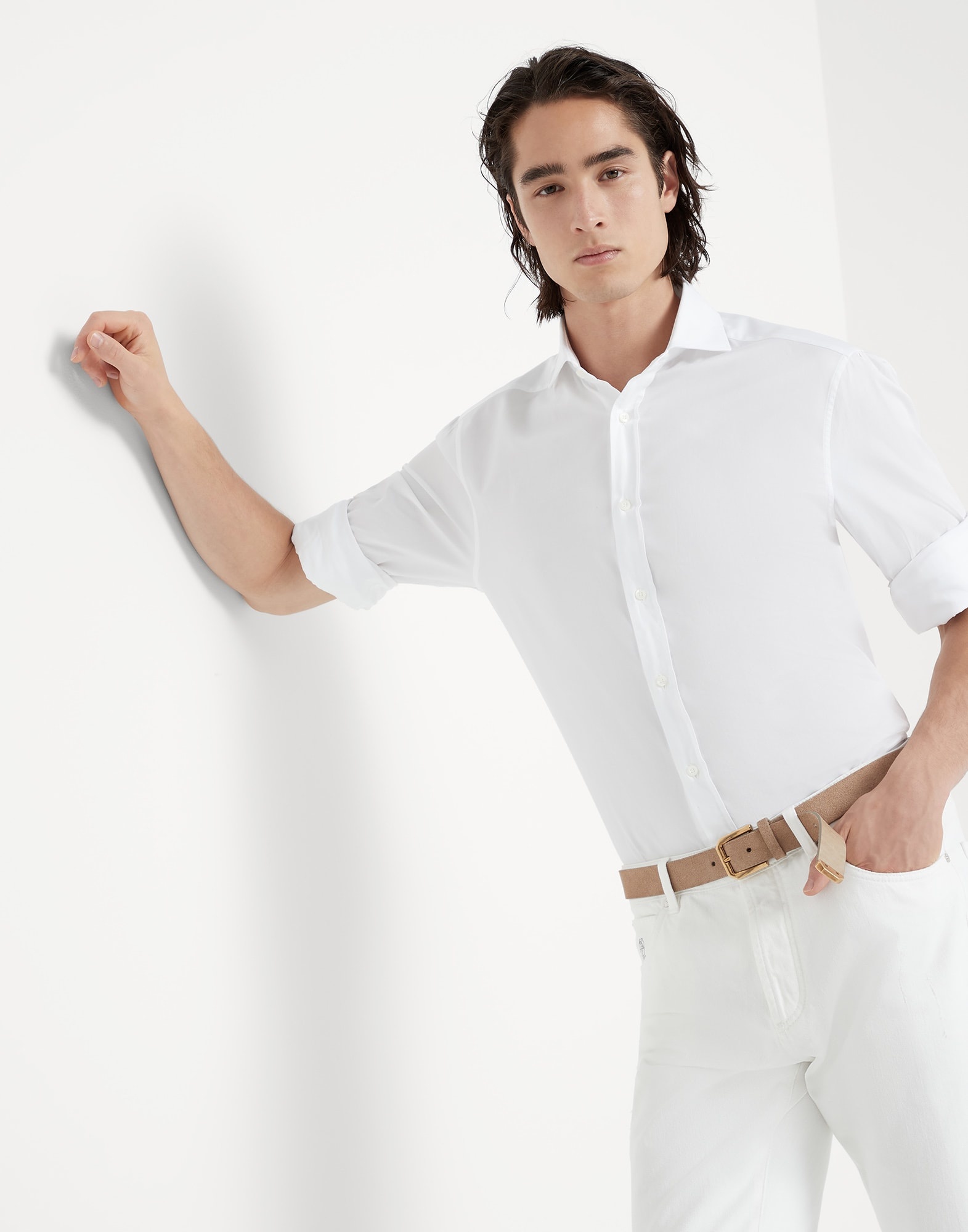 Twill basic fit shirt with spread collar - 4