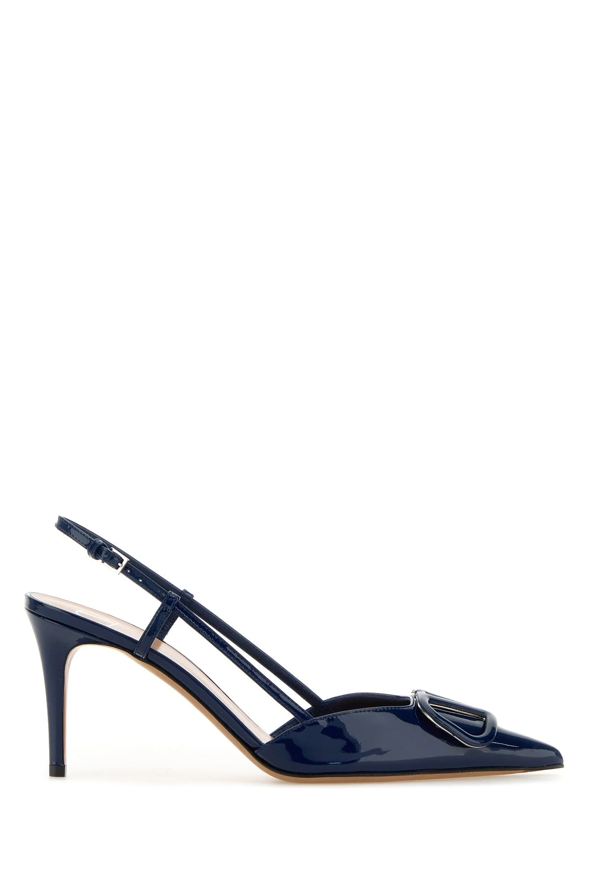 Navy blue leather VLogo Signature pumps - 1