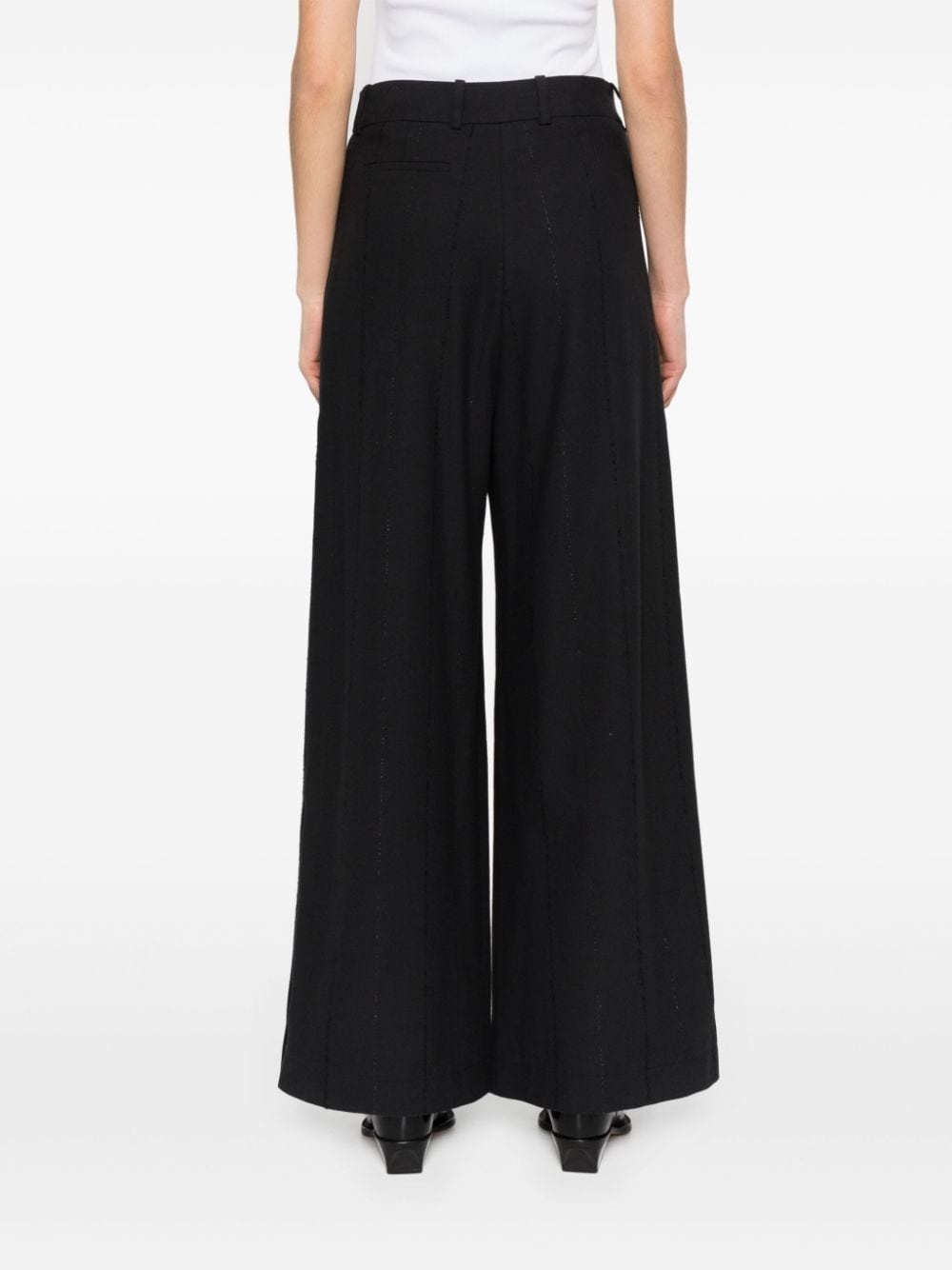 side vented wide-leg trousers - 4