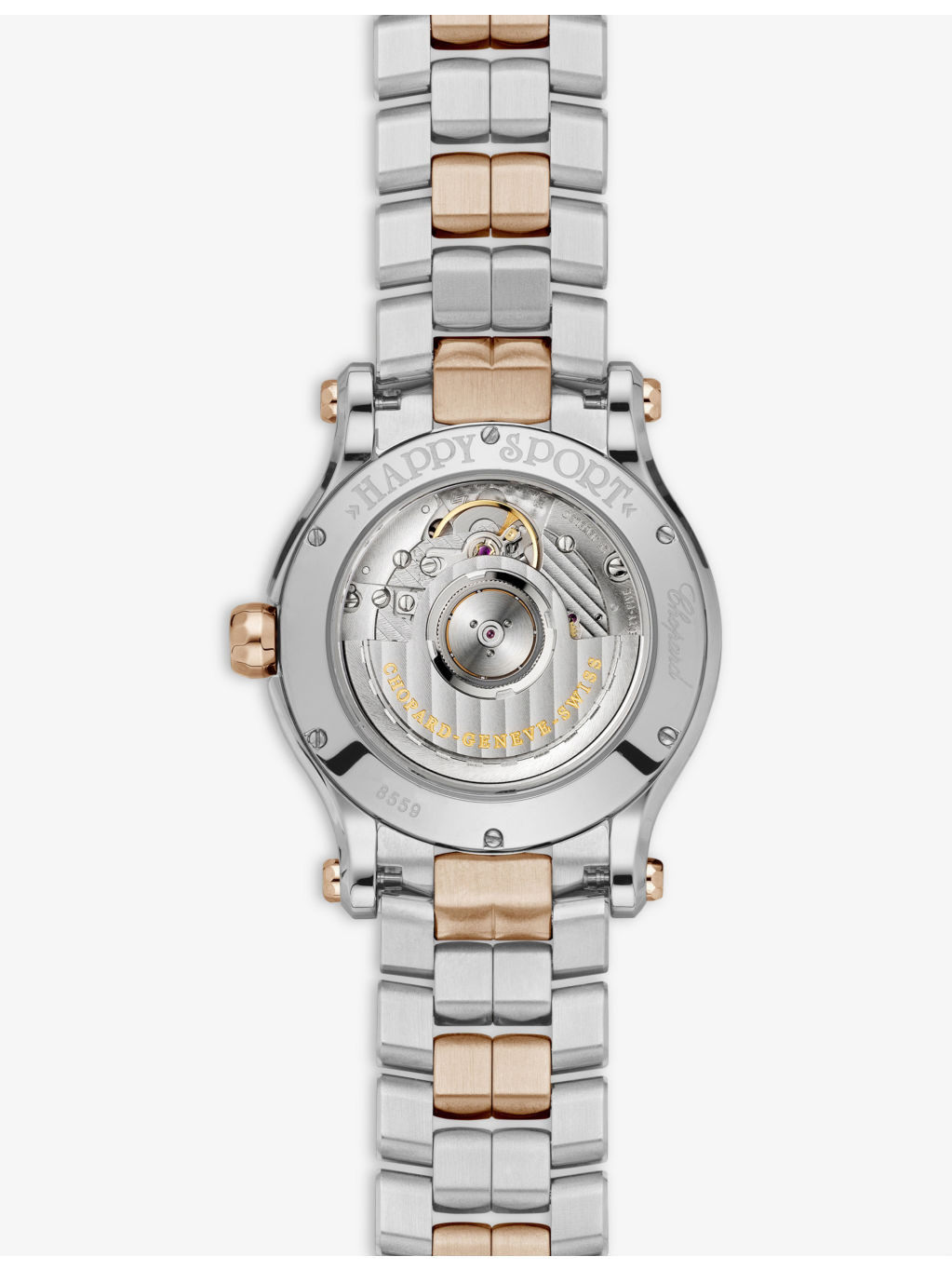 278559-6019 Happy Sport 18ct rose-gold, stainless-steel and 0.35ct round-cut diamond automatic watch - 4