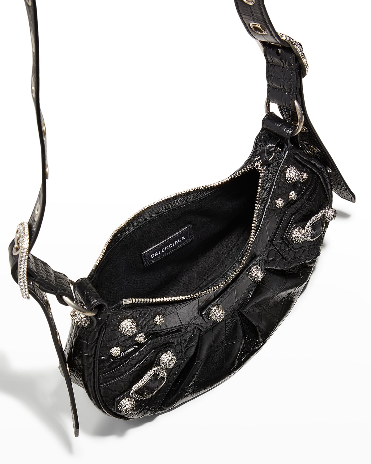 BALENCIAGA Le Cagole XS Croc-Embossed Shoulder Bag
