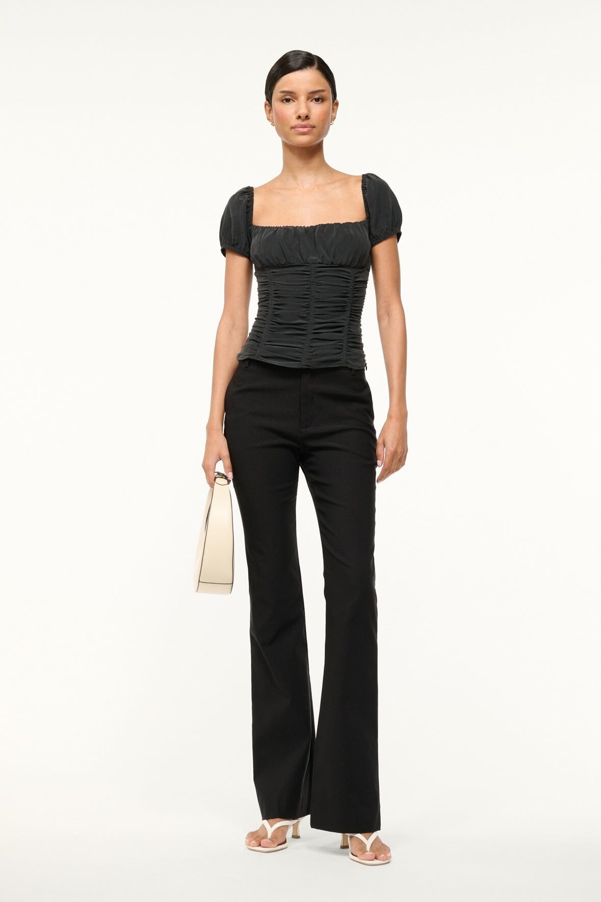 STAUD ELBA SILK TOP BLACK - 3