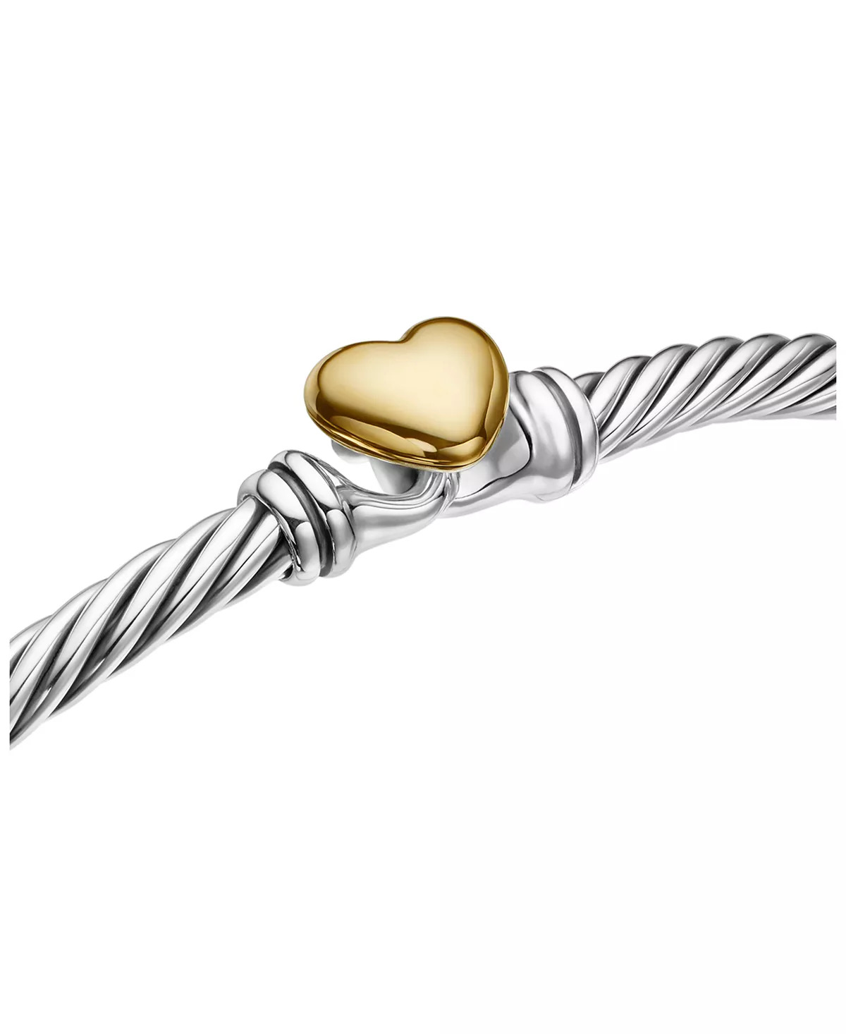 Cable Collectibles® Heart Bracelet in Sterling Silver with 18K Yellow Gold, 3mm - 5