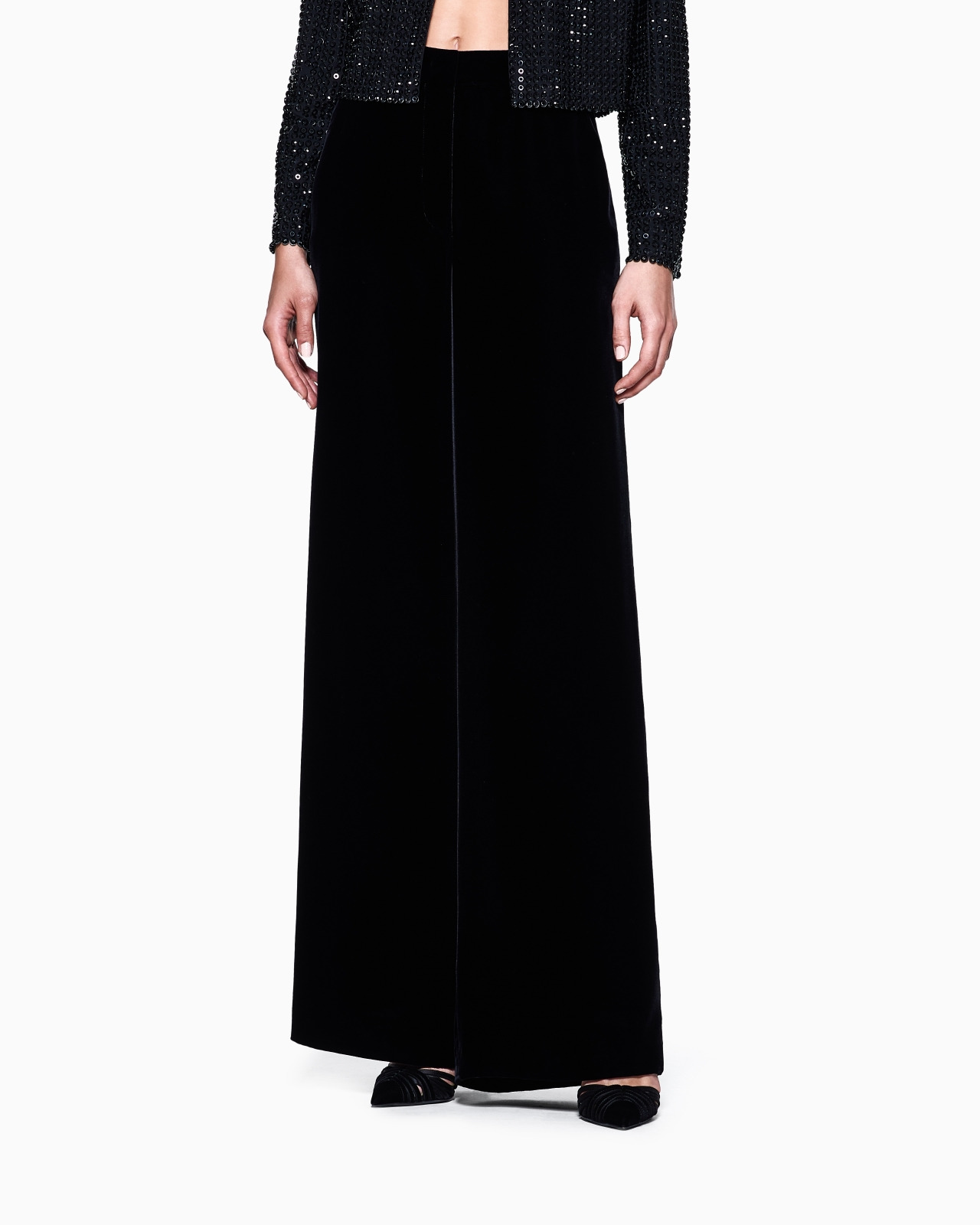 WIDE-LEG VELVET TROUSERS - 4