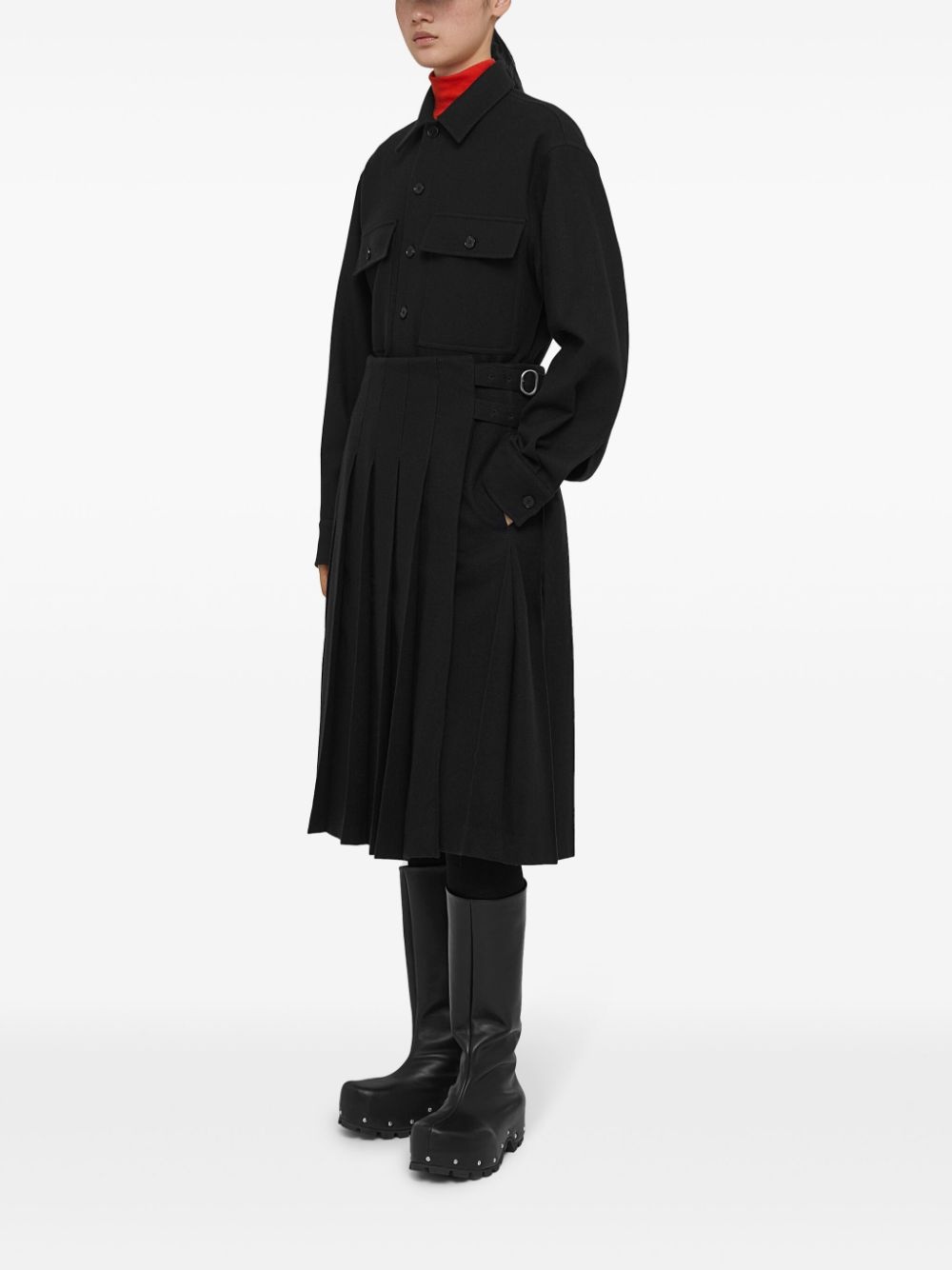 long-sleeve wool flannel overshirt - 3