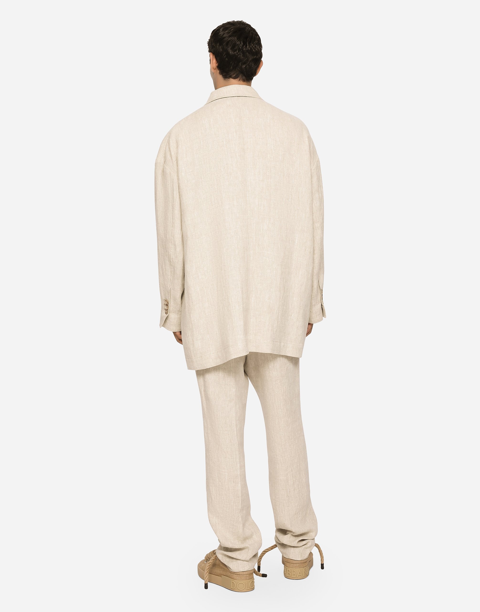 Oversize single-breasted linen and viscose jacket - 5