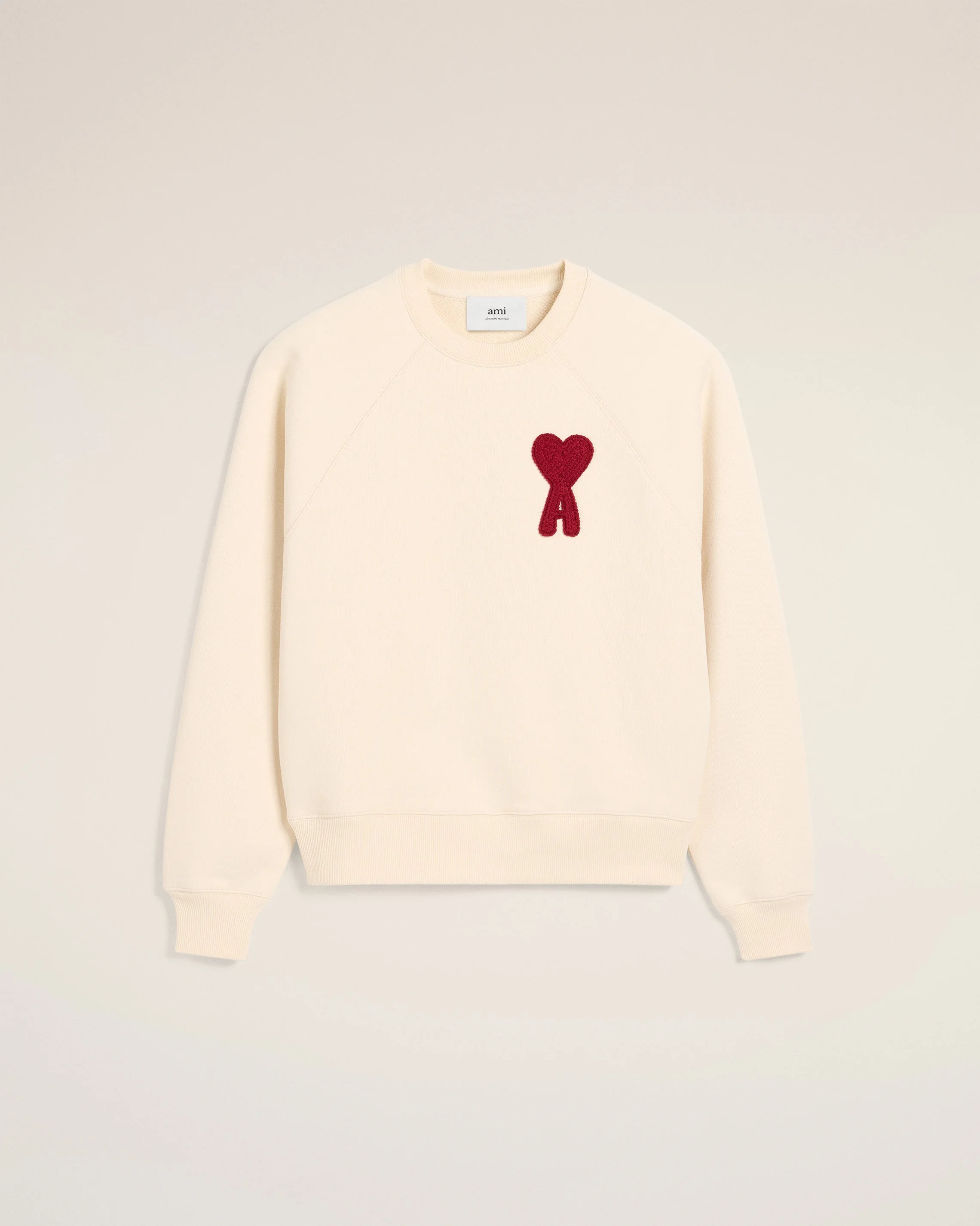 BEIGE COTTON AMI DE COEUR PATCH SWEATSHIRT - 1