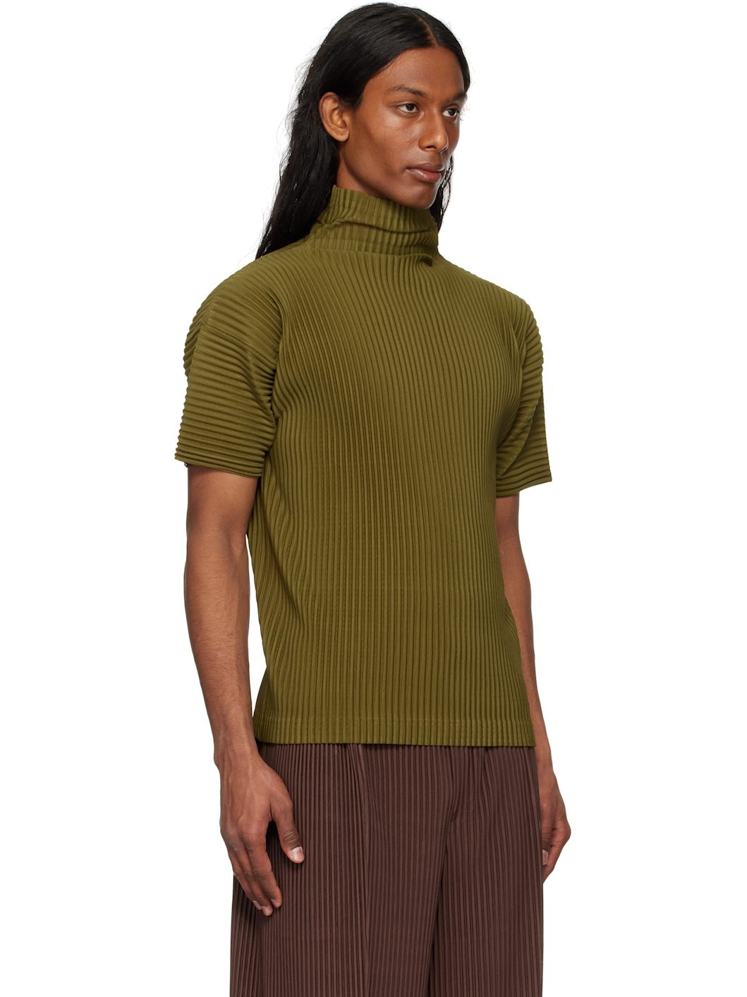 Khaki Color Pleats T-shirt - 2