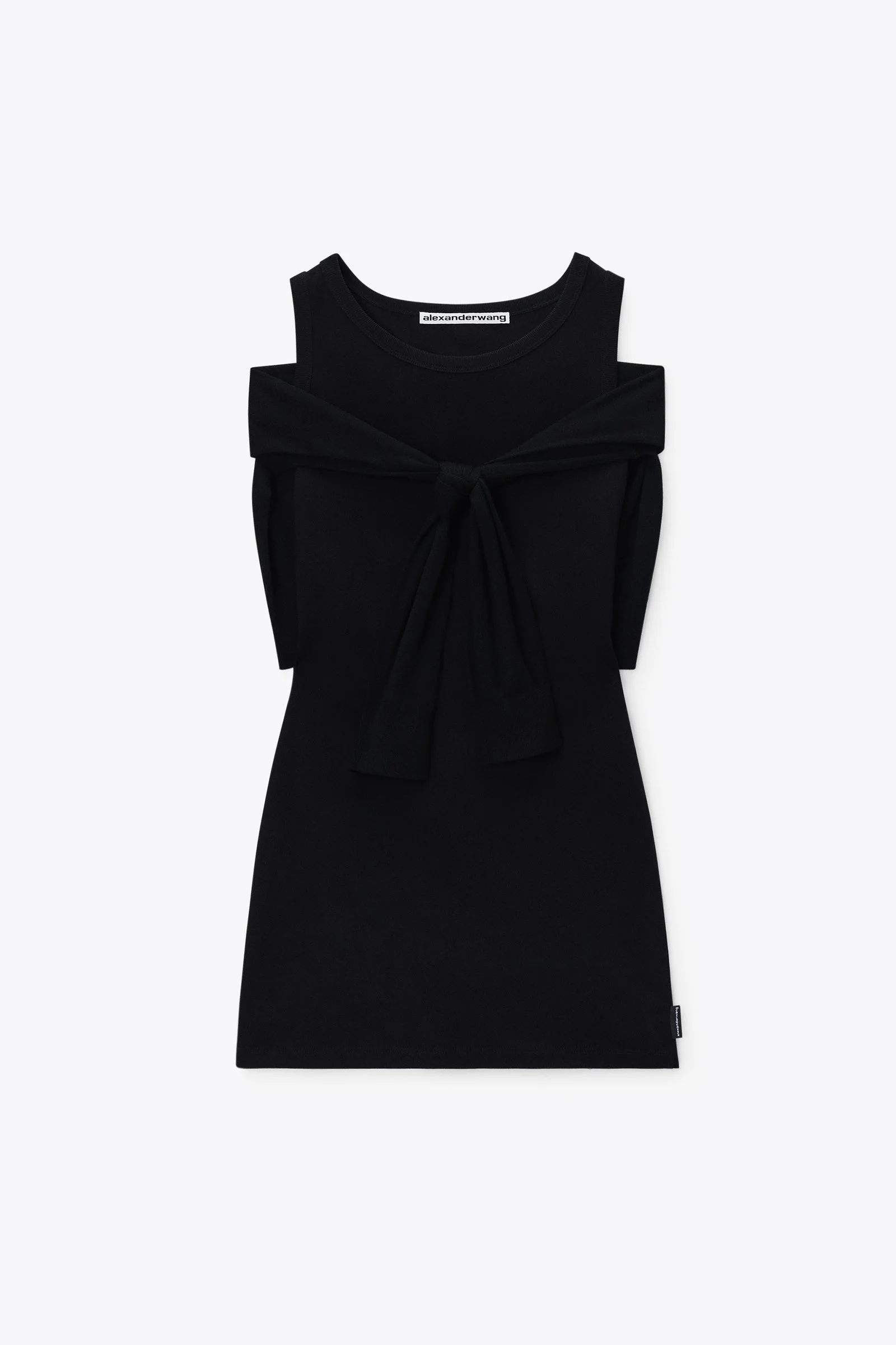 layered mini tank dress with tie-front cardigan - 1