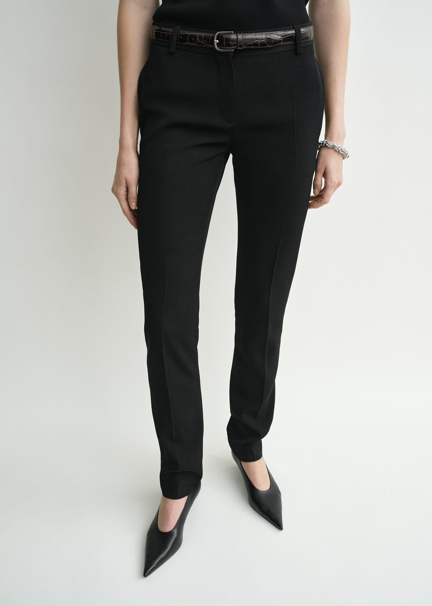 Low-waist slim evening trousers black - 5