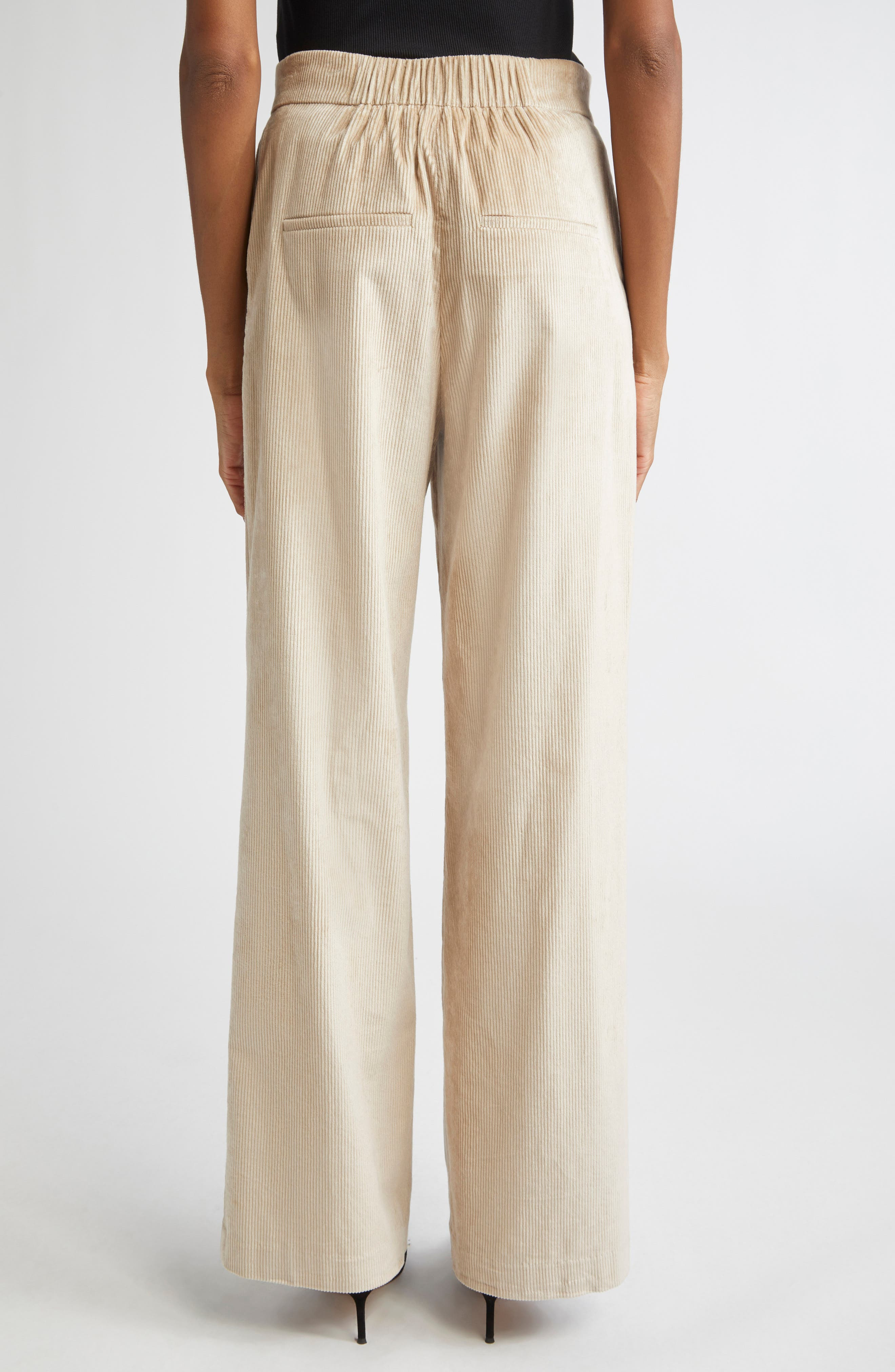 Veronica Beard Grigore Cotton Blend Corduroy Pants in Heathered Sand at Nordstrom - 3