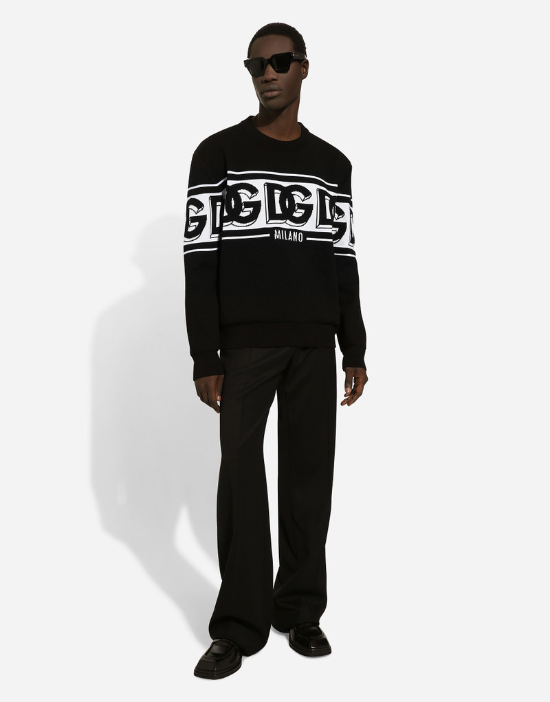 Wool jacquard round-neck sweater with DG logo 5