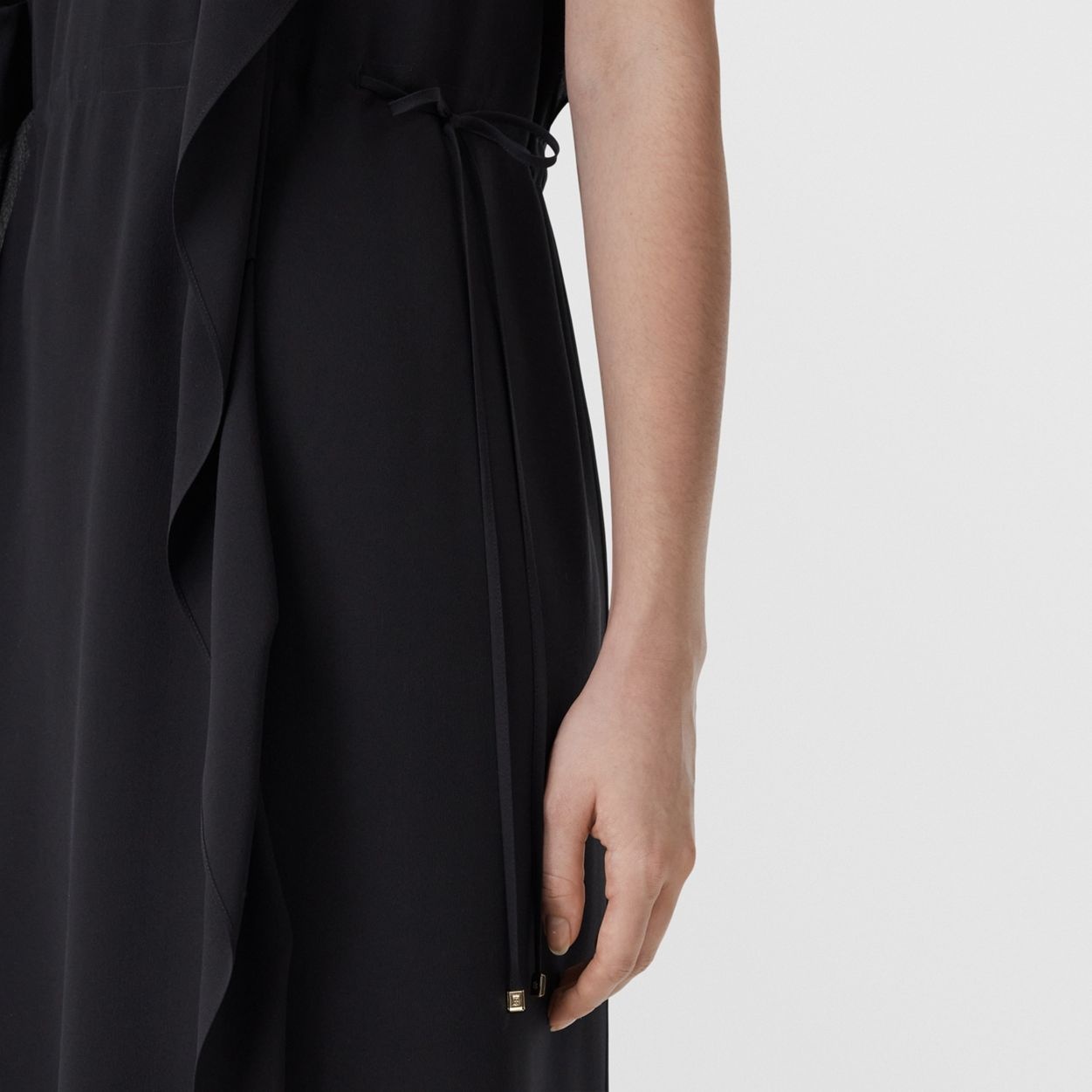 Ruffle Detail Silk Crepe de Chine Dress - 5