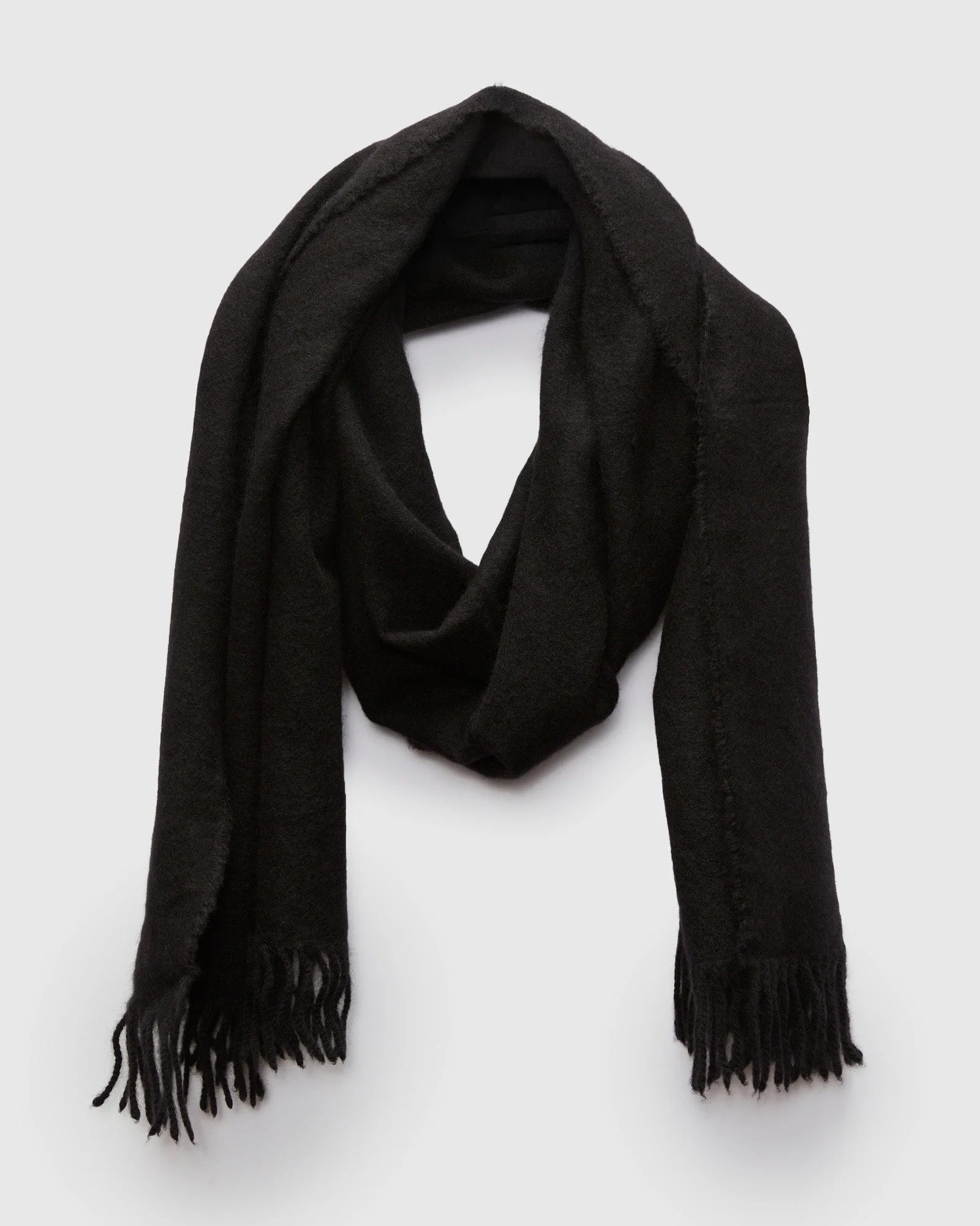 Cashmere Fringe Stole in Black - 1