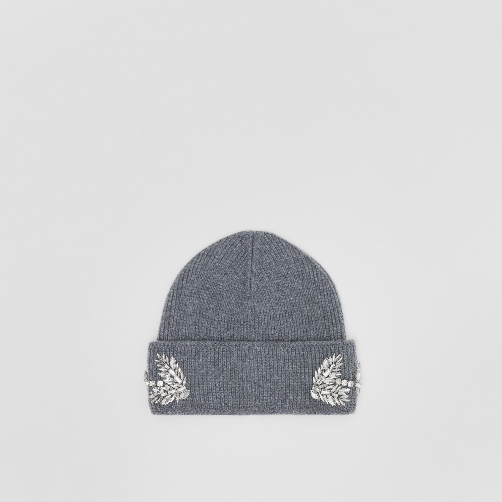 Crystal Oak Leaf Crest Wool Cashmere Beanie - 5