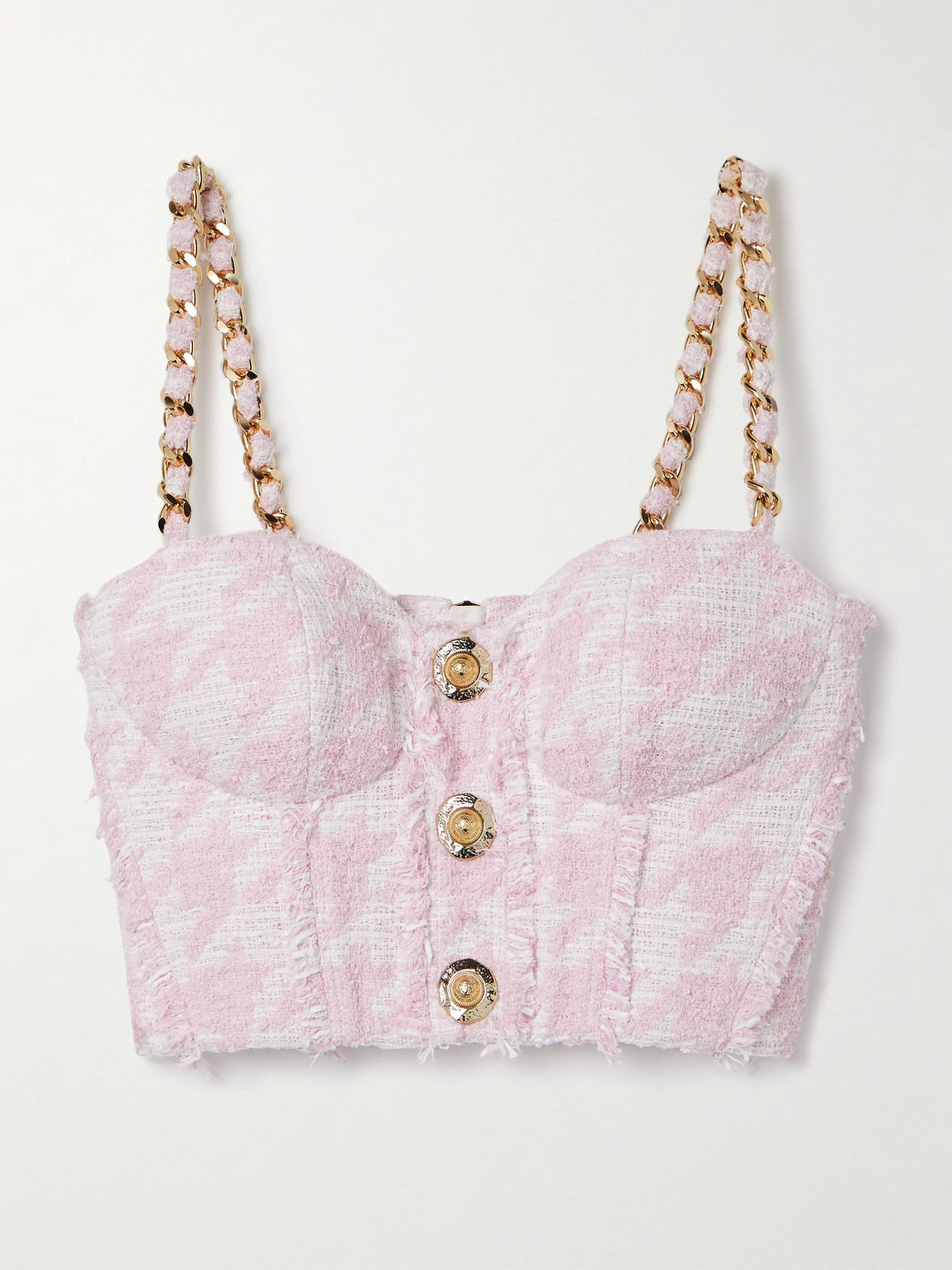 Embellished Cotton-blend Tweed Bustier Top - 1