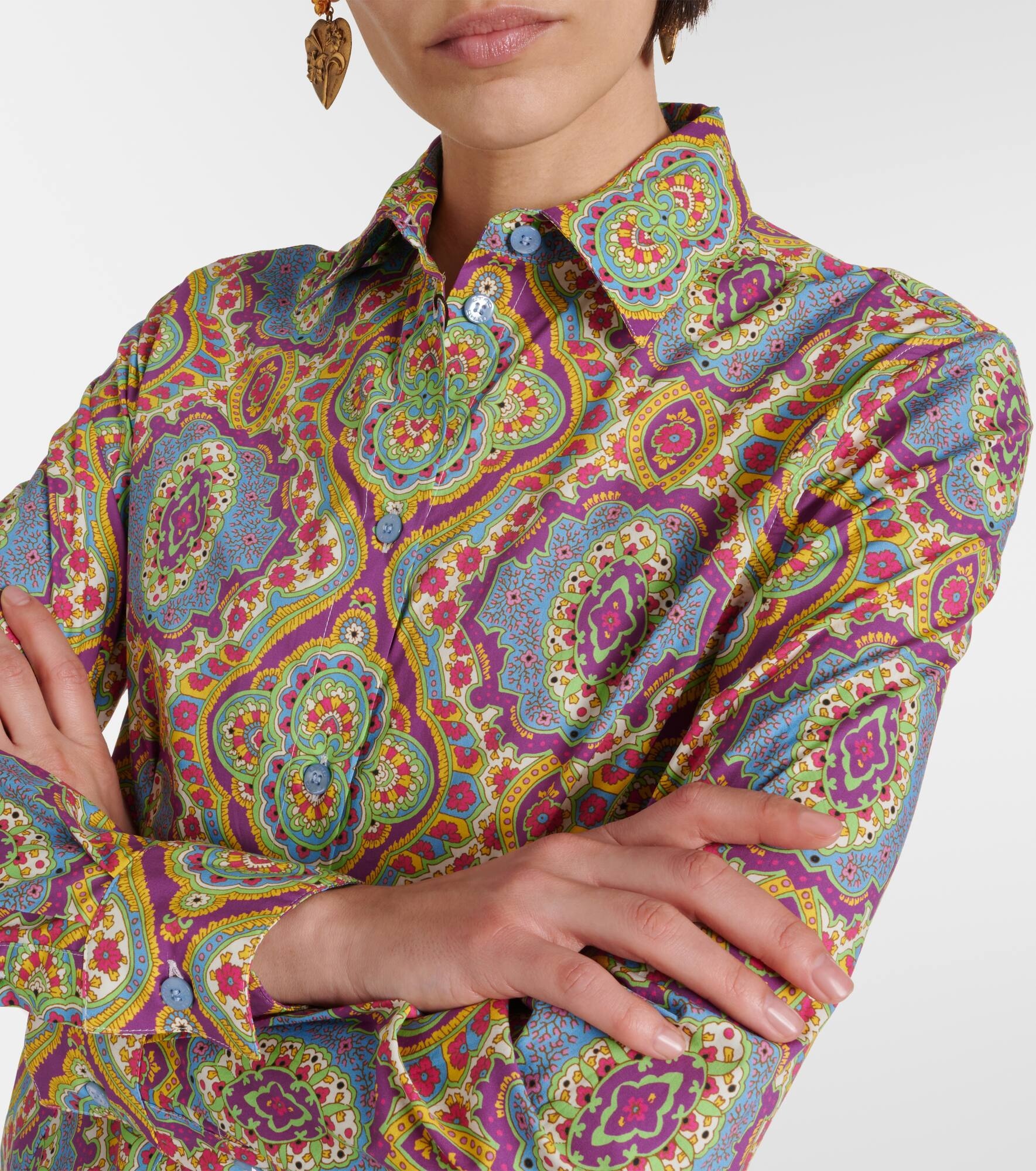 Printed cotton-blend shirt - 4