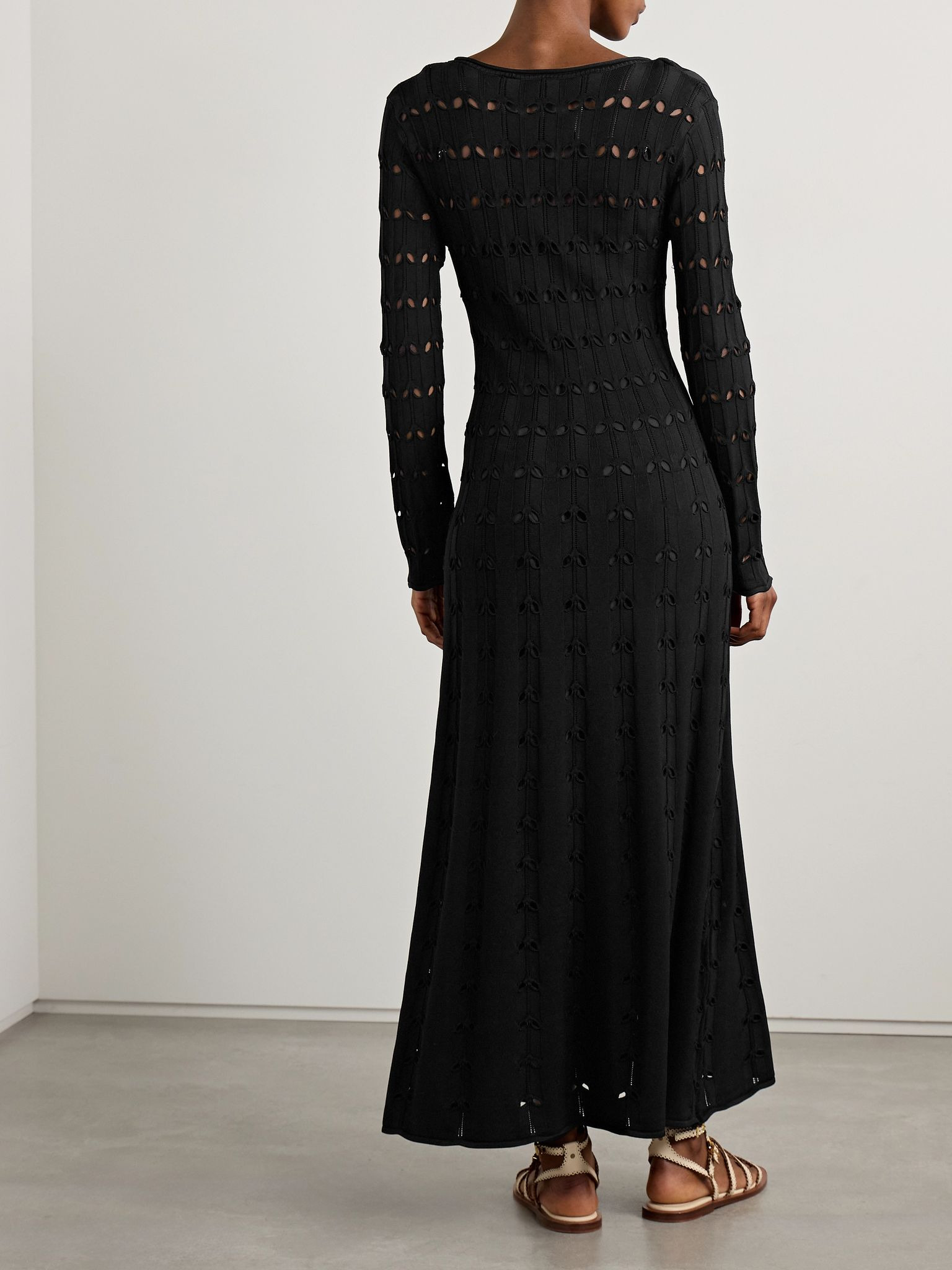 Rhiannon pointelle-knit maxi dress Black - 3