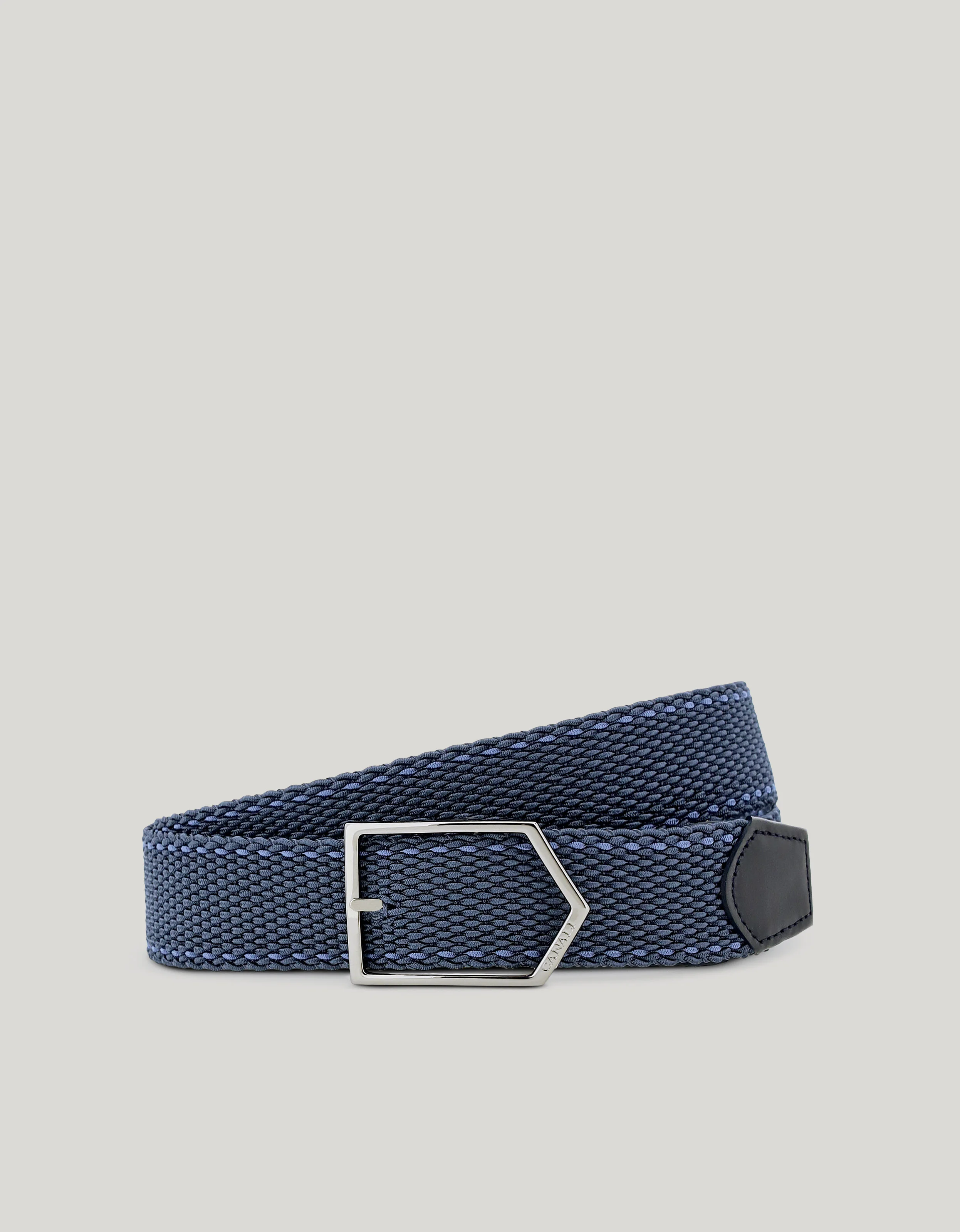 LIGHT DENIM BLUE ELASTIC-WEAVE BELT WITH METAL ARROW BUCKLE - 1