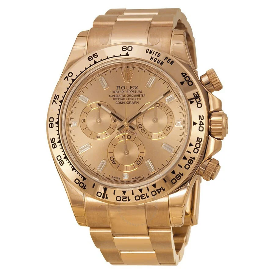 Rolex Cosmograph Daytona Pink Gold Dial 18K Everose Gold Oyster Bracelet Automatic Men's Watch 11650 - 1