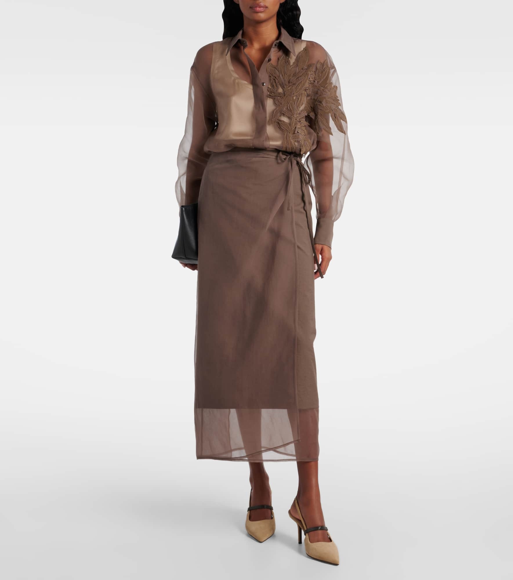Cotton-blend midi skirt - 2