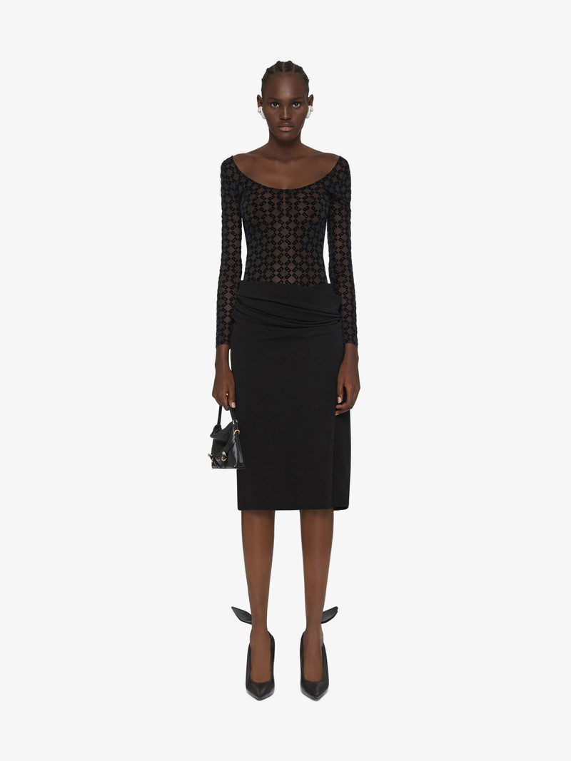 Givenchy DRAPED DRESS IN JERSEY AND MONOGRAM 72 TULLE outlook