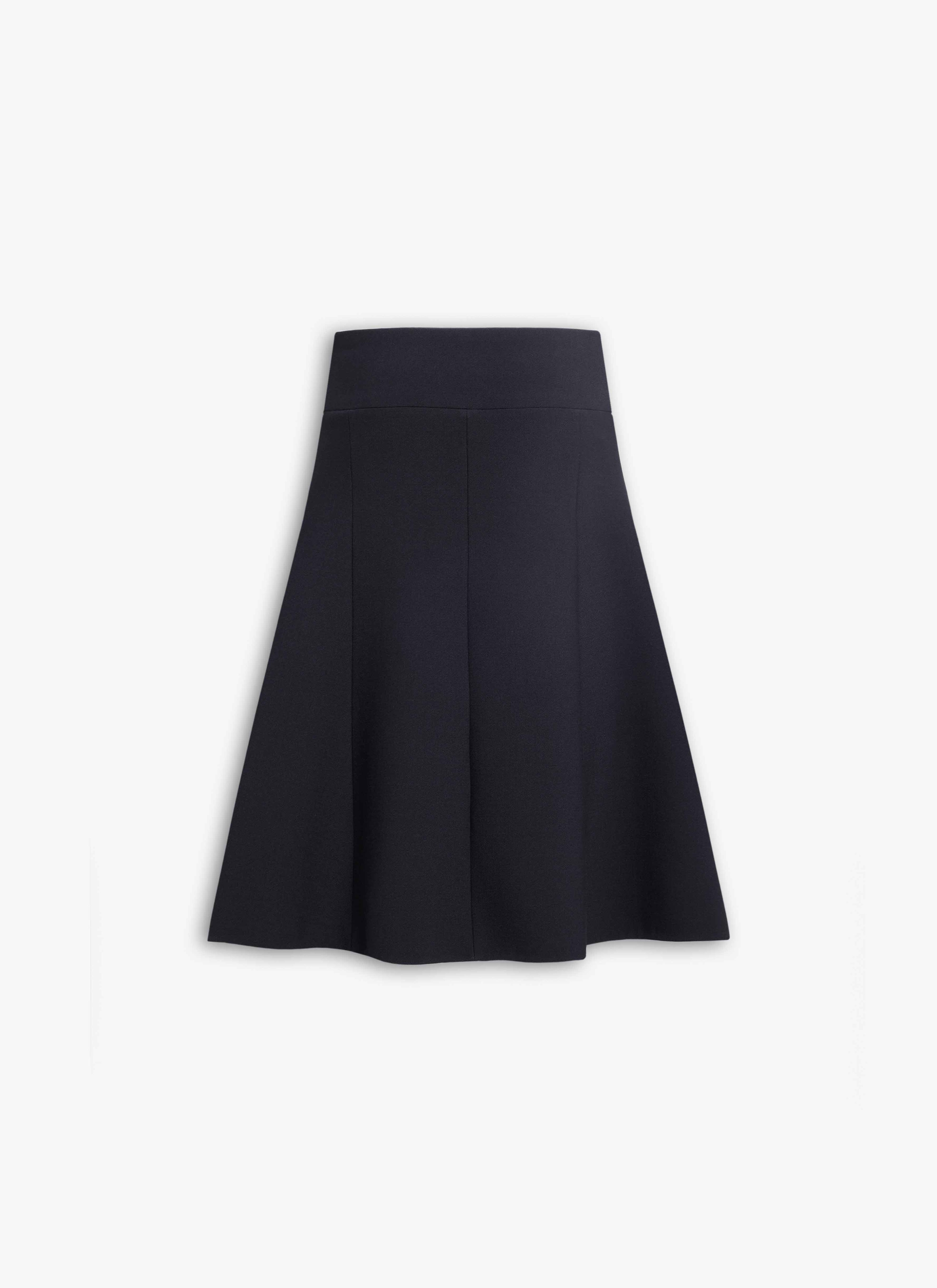 STRETCH WOOL SLIT SKIRT - 4